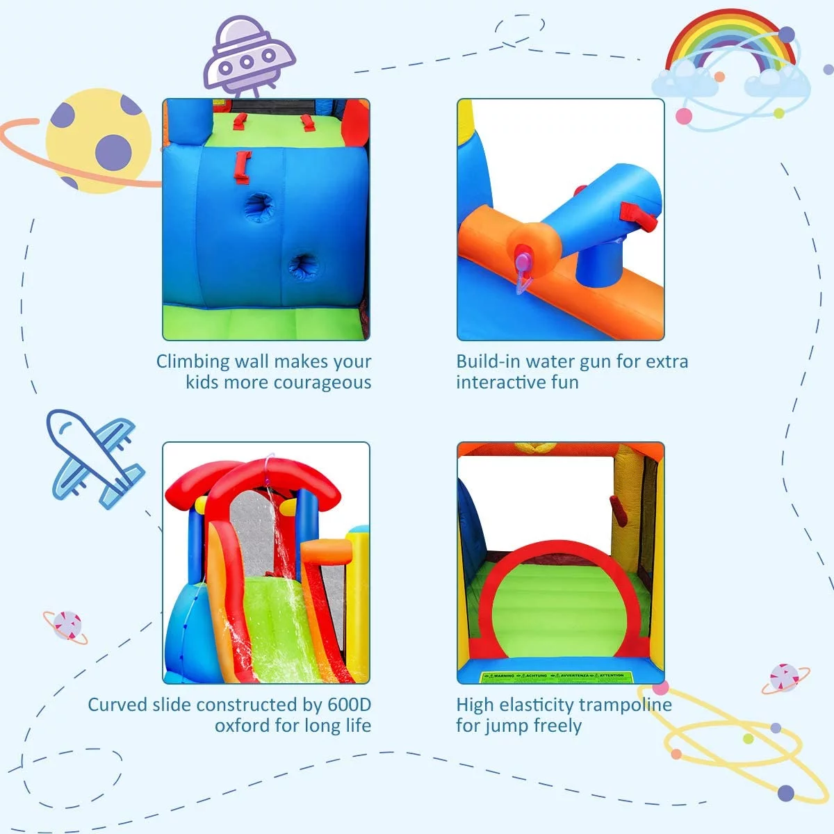 Inflatable Water Slide Bounce House, 6 in 1 Kids Water Slide Jumping Castle for Family Fun w/Splash Pool, Blow up Water Slides for Kids Toddlers Boys Girls Backyard