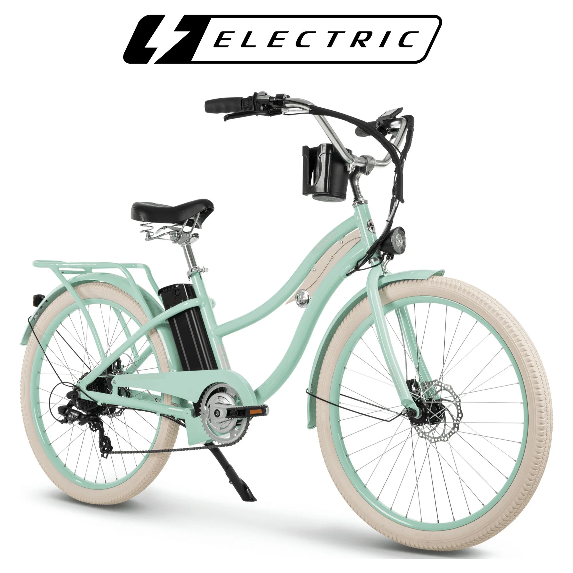 Huffy Nel Lusso 26-in 7-Spd Electric Cruiser Bike with Throttle, Ages 14+ Years, Mint Green, 36V, 350W, UL 2849 Compliant and Certified by Accredited Labs ACT and ITS