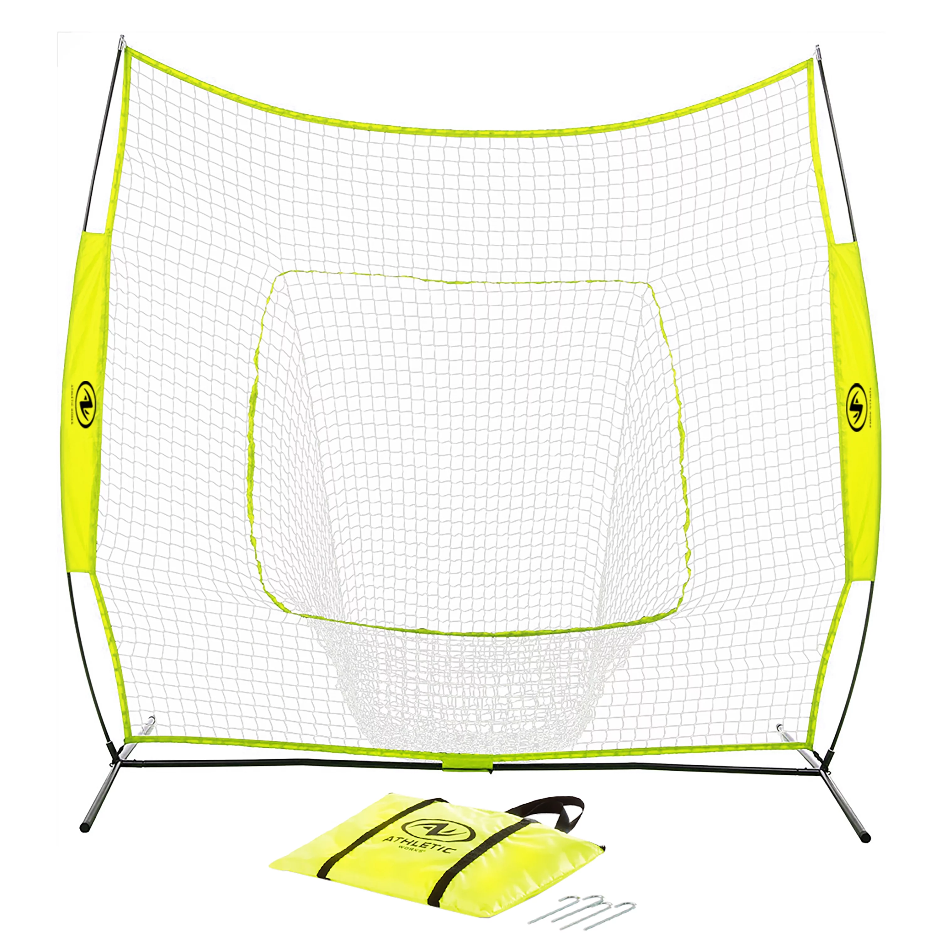 Athletic Works 7ft x 7ft Hit Pitch Training Net for Baseball Softball Protective Screens 11.02lb