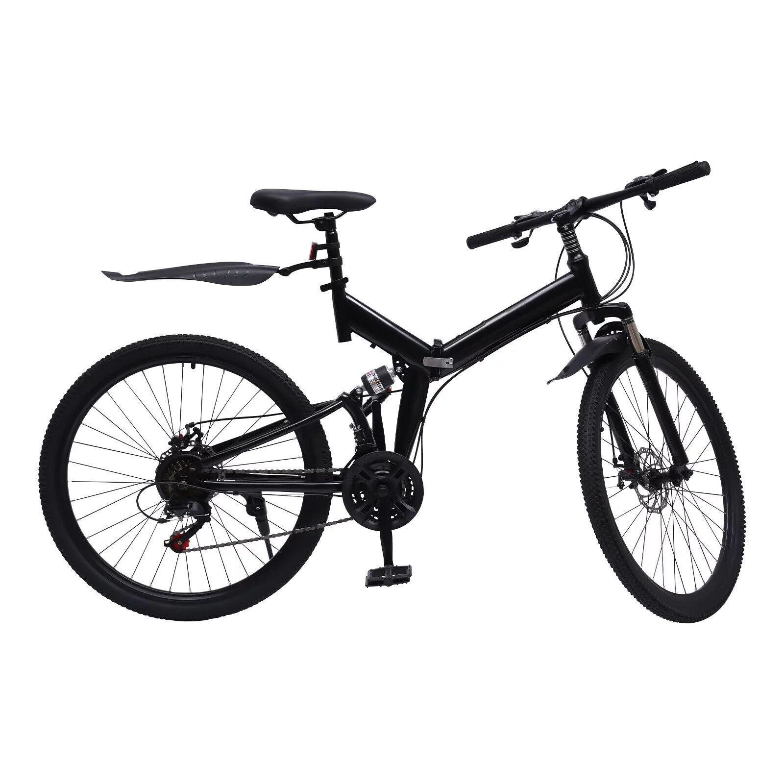 Miumaeov 26″ Mountain Bike with 21 Speed Folding Mountain Bike Bicycle Carbon Steel Adults Foldable Bike Double V Brake Foldable City Cycling Bicycle Maximum Load Capacity 330lbs Black