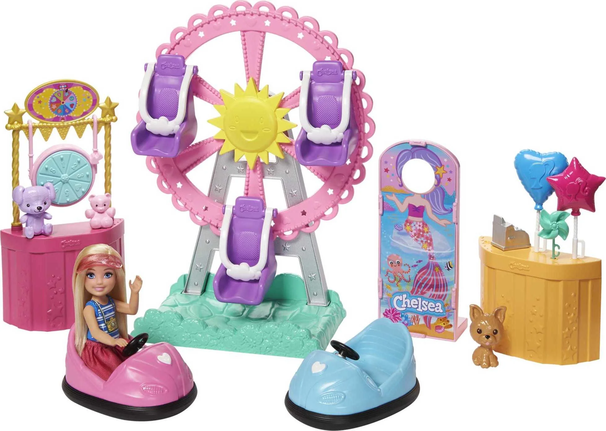 Barbie Club Chelsea Carnival Playset with Blonde Small Doll, Spinning Ferris Wheel & Accessories