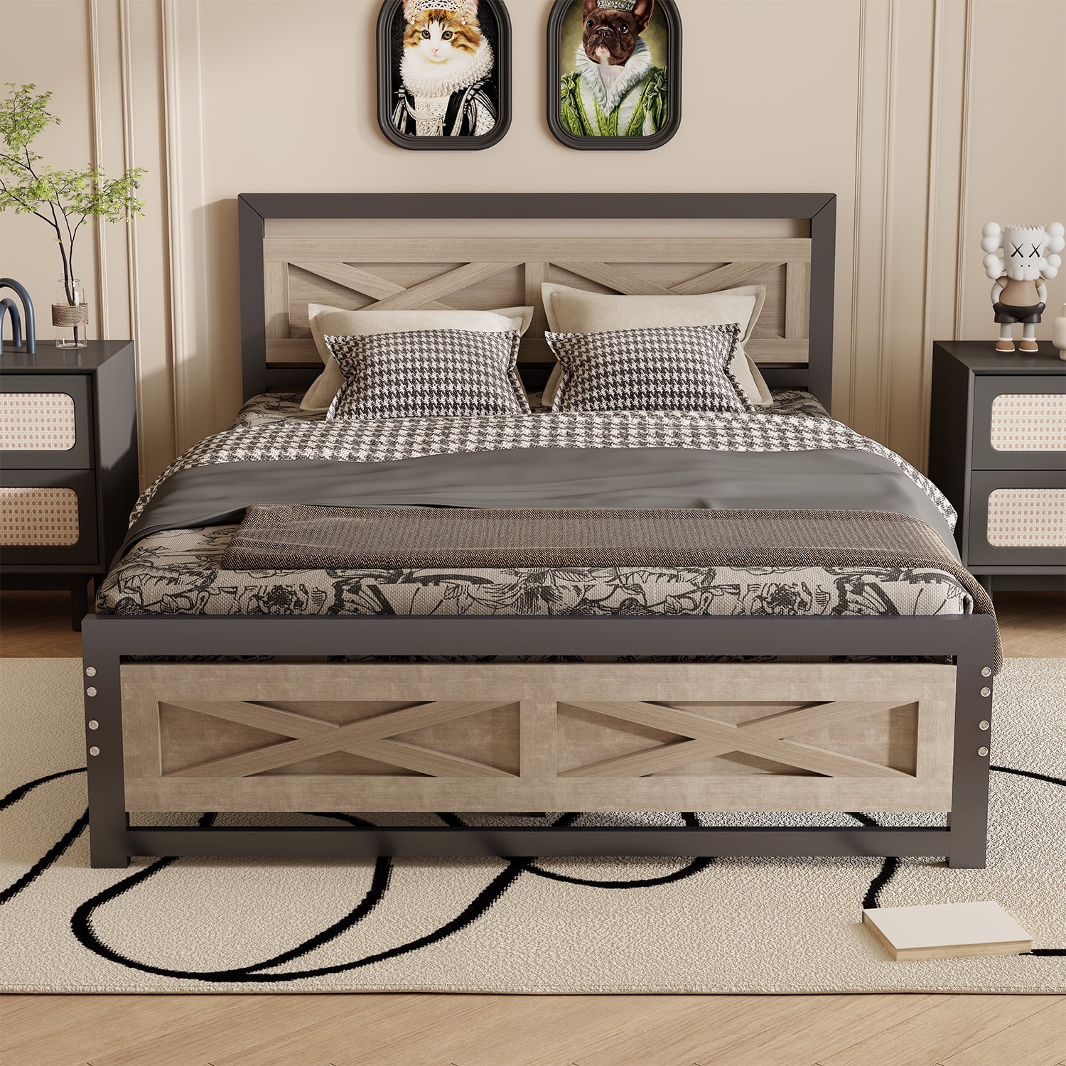 Behost Platform Bed Frame with Headboard, Twin Size Bed