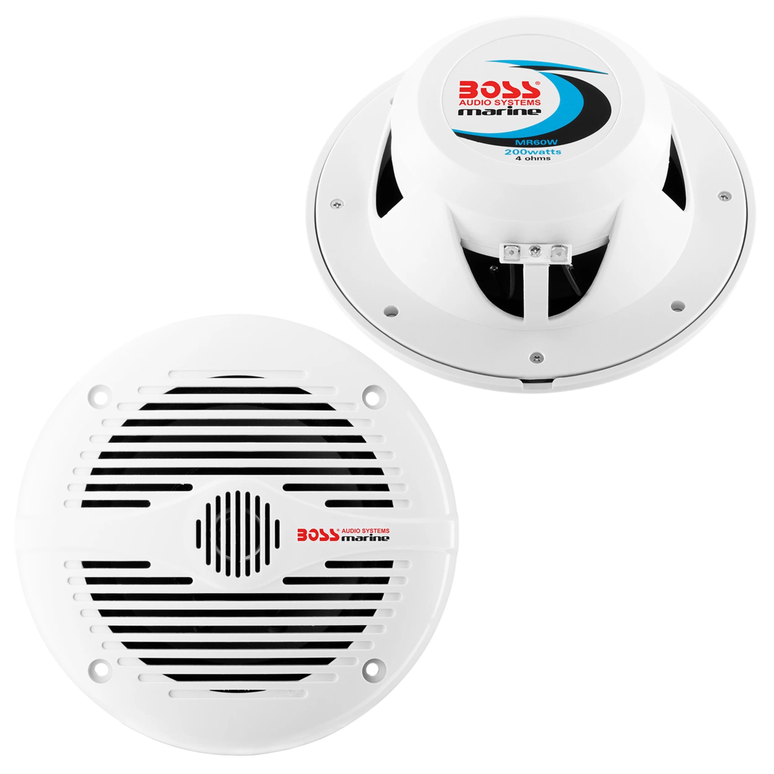 BOSS Audio Systems MR60W 6.5 Inch Marine Stereo Speakers ?C200 Watts Max, 2 Way, Full Range Audio, Tweeters, Coaxial, Weatherproof, Sold in Pairs