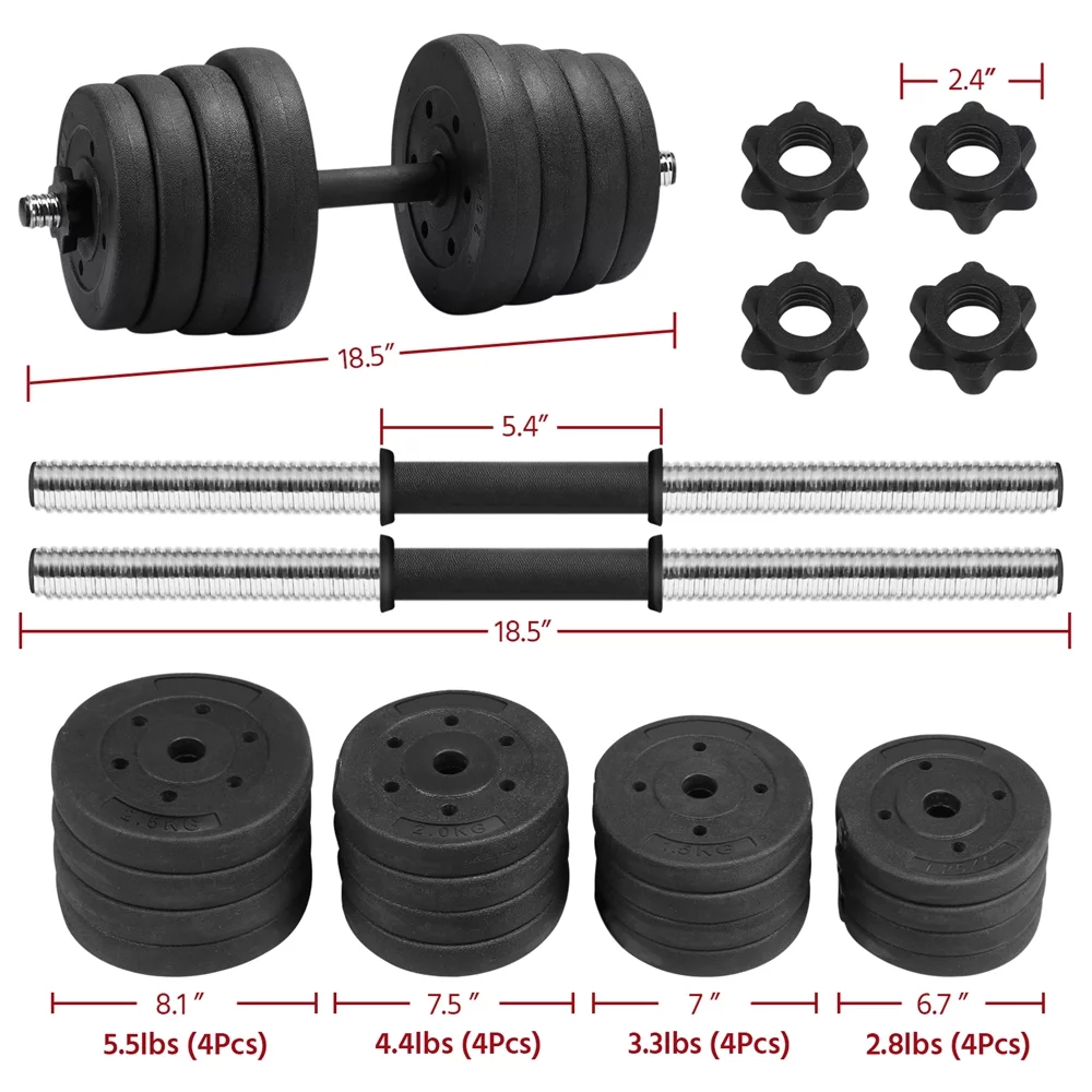 SmileMart 66LB Dumbbell Set Training Lifting Dumbbells Weight Set,Black