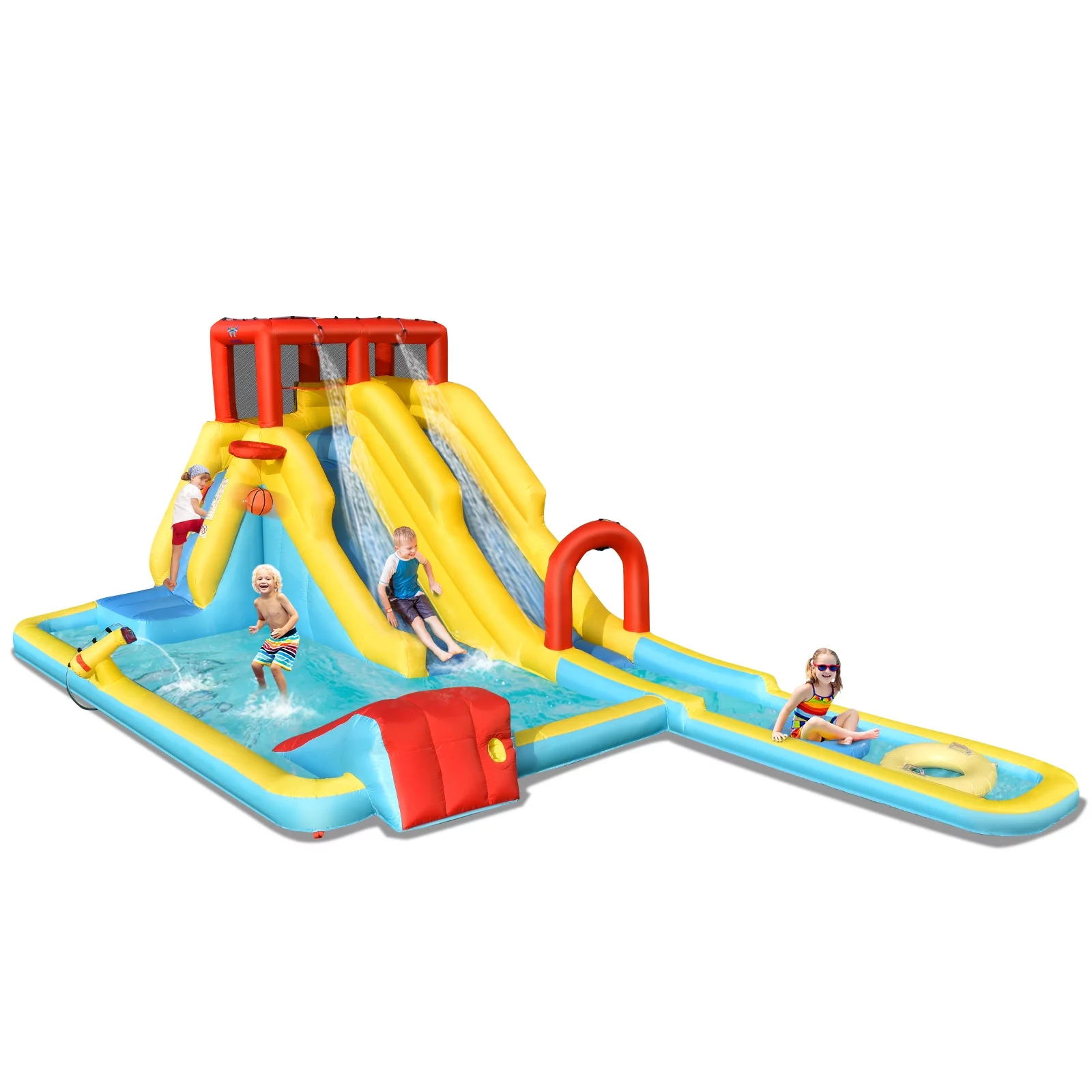 Topbuy Inflatable Water Slide Castle House Water Gun & Climbing Wall (Without Blower)