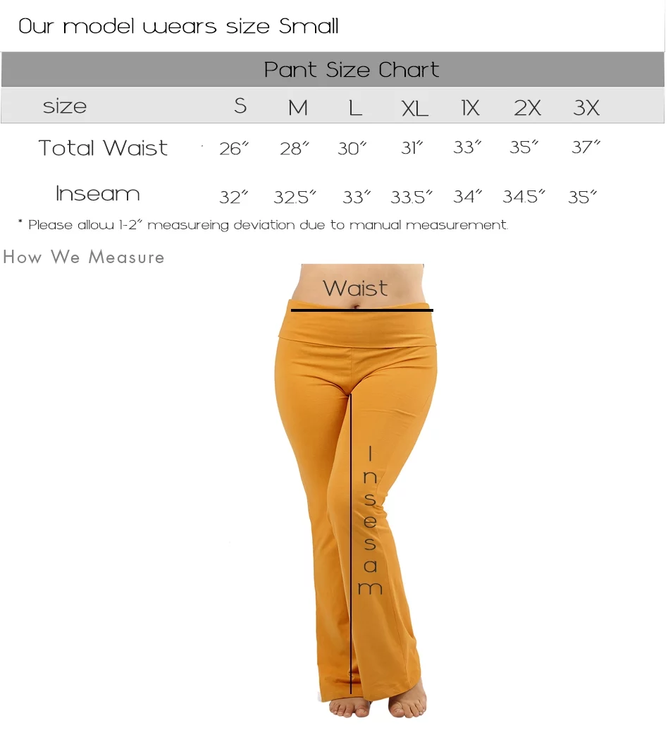 TheLovely Womens & Plus Stretch Cotton Fold-Over High Waist Bootcut Workout Flared Yoga Pants