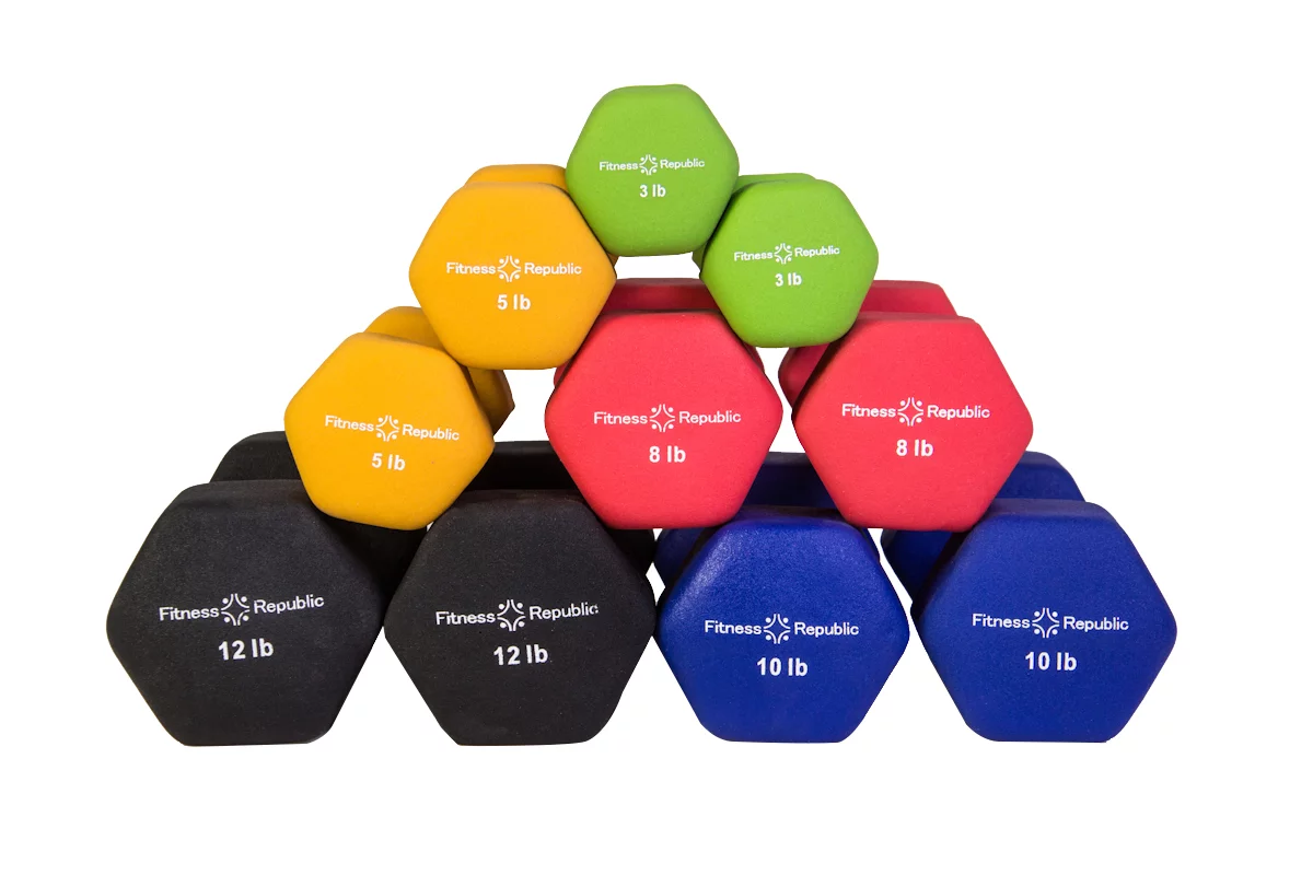 Fitness Republic Neoprene Dumbbell Pairs (Heavy) 15lb,17.5lb & 20lbs