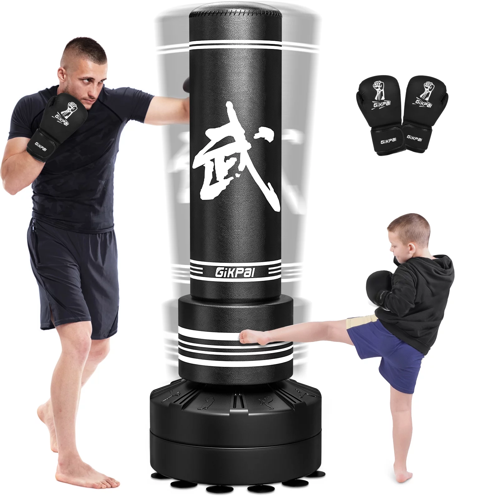 GIKPAL Punching Bag 67″-182lbs Heavy Boxing Bag with Stand for Adult Youth Kids – Freestanding Kickboxing Bag for Home Gym Office