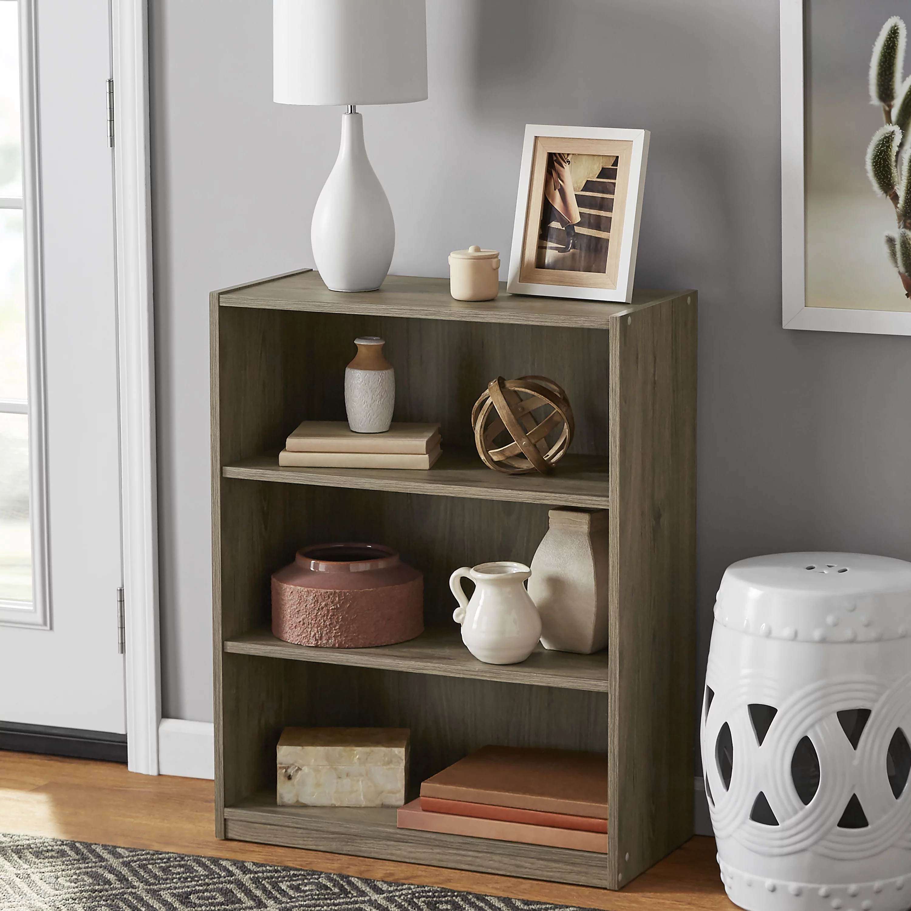 Mainstays 3-Shelf Bookcase with Adjustable Shelves, Canyon Walnut