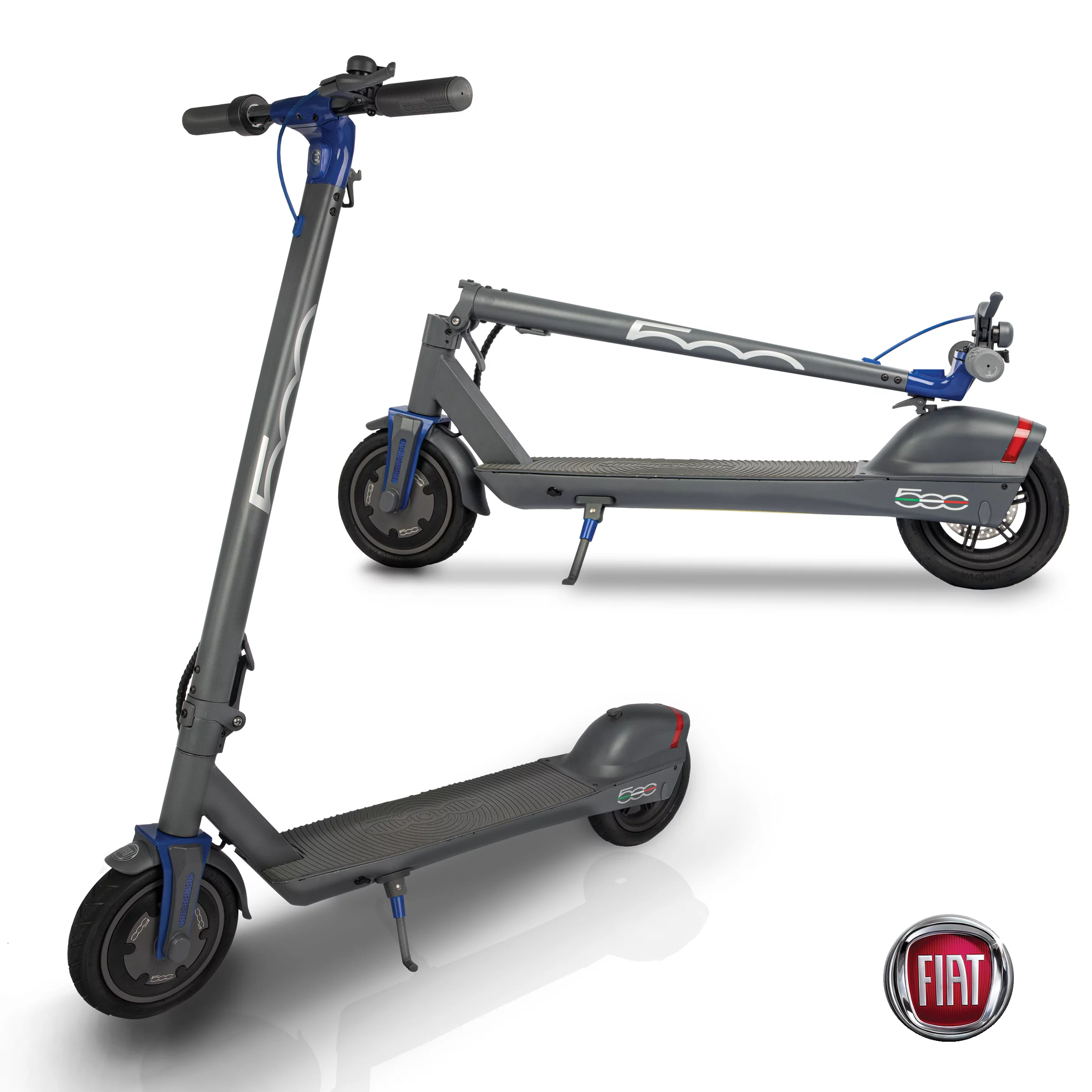 Fiat Folding Electric Scooter for Adults ?C Up to 20 Mile Range, 15.5 MPH Top Speed with Phone Holder, Lights, & Bell ?C Vesuvio Black