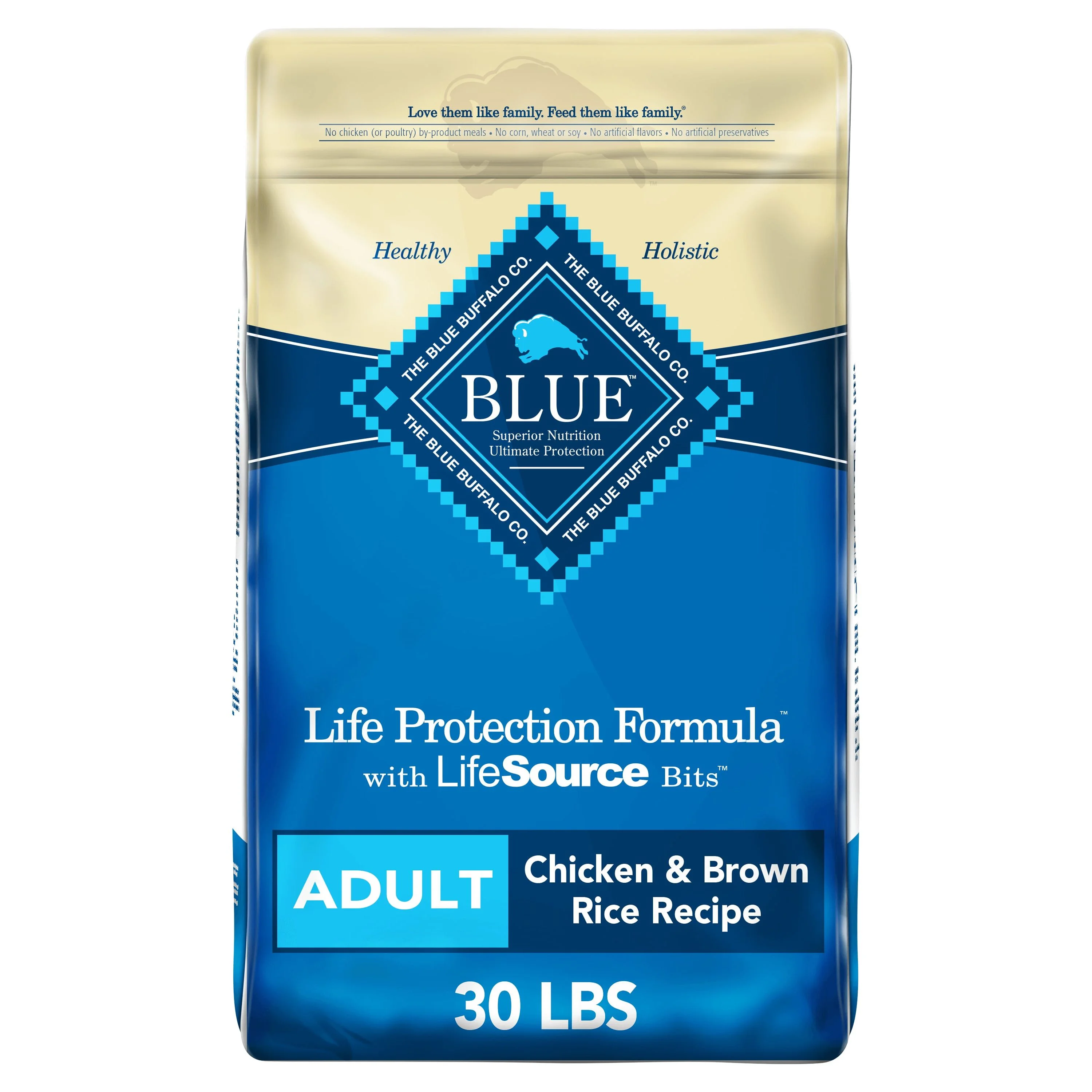 Blue Buffalo Life Protection Formula Chicken and Brown Rice Dry Dog Food for Adult Dogs, Whole Grain, 30 lb. Bag