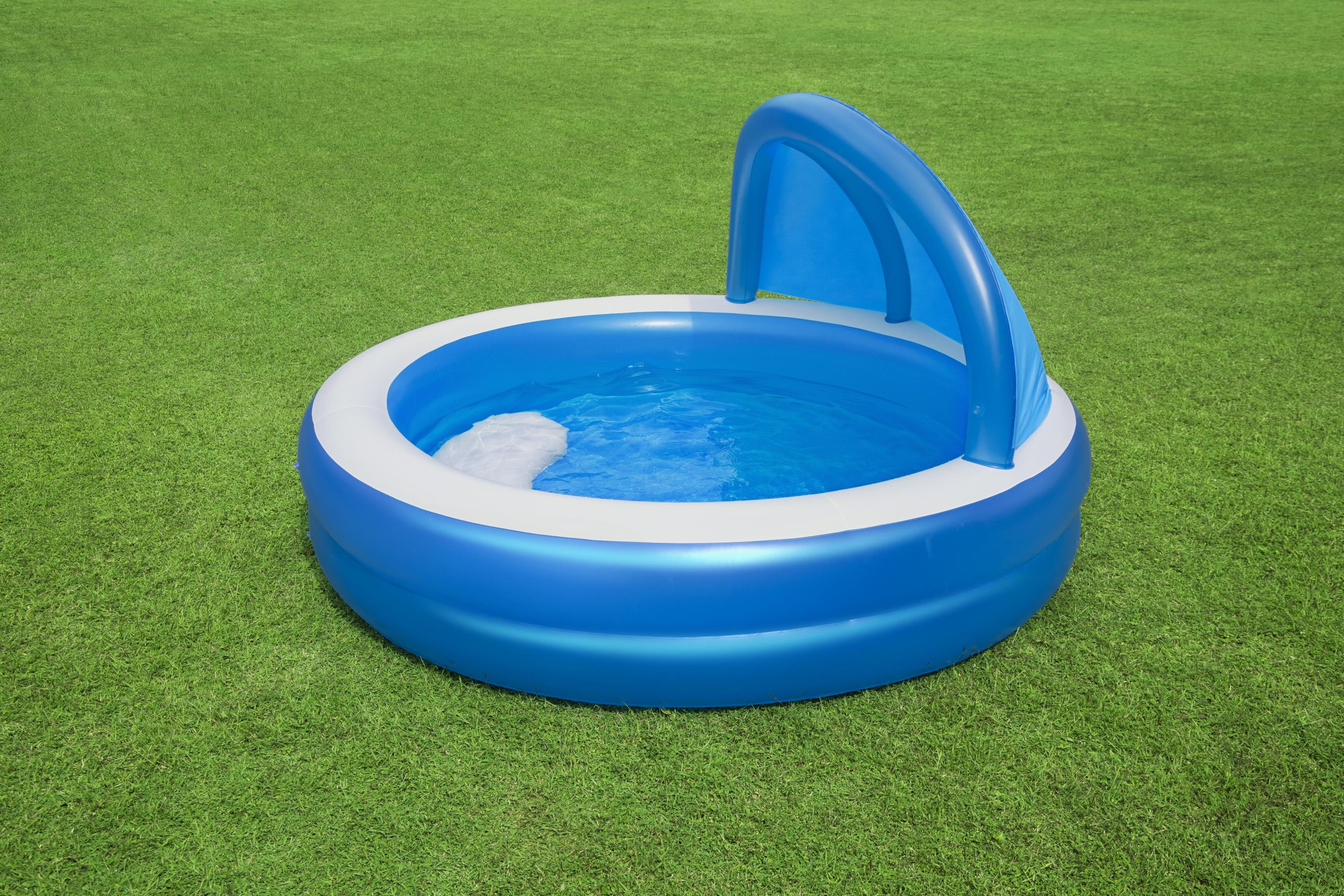 H2OGO! 7’11” x 55″ Summer Days Inflatable Round Kiddie Pool with UV Careful Sunshade