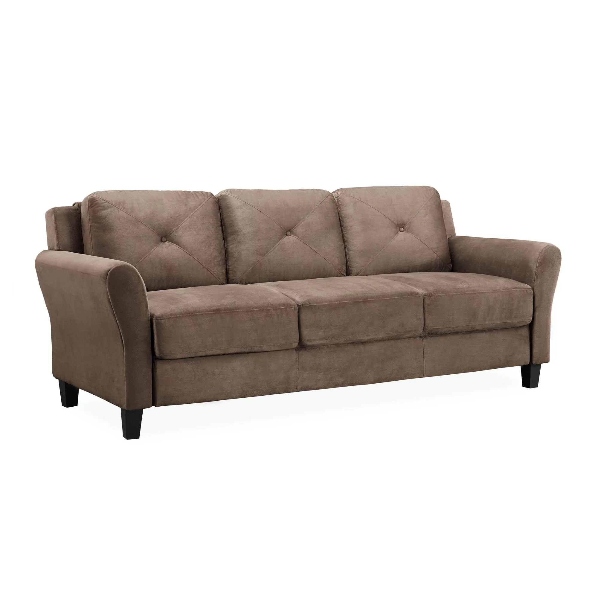 Lifestyle Solutions Taryn Traditional Sofa with Curved Arms, Black Fabric Upholstery