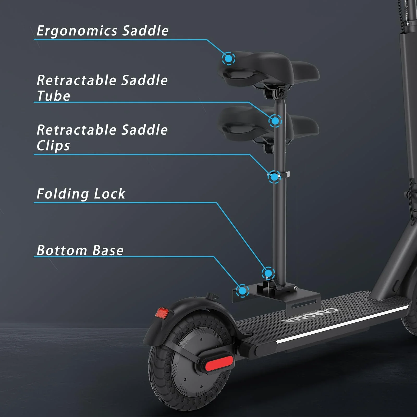 Caroma Electric Scooter for Adults, 500W Electric Scooter Up to 25 Miles & 20 MPH Foldable E Scooter Double Braking Electric Scooters for Commuter, 10″ Tires Electric Scooter with Seat for Adult,Black