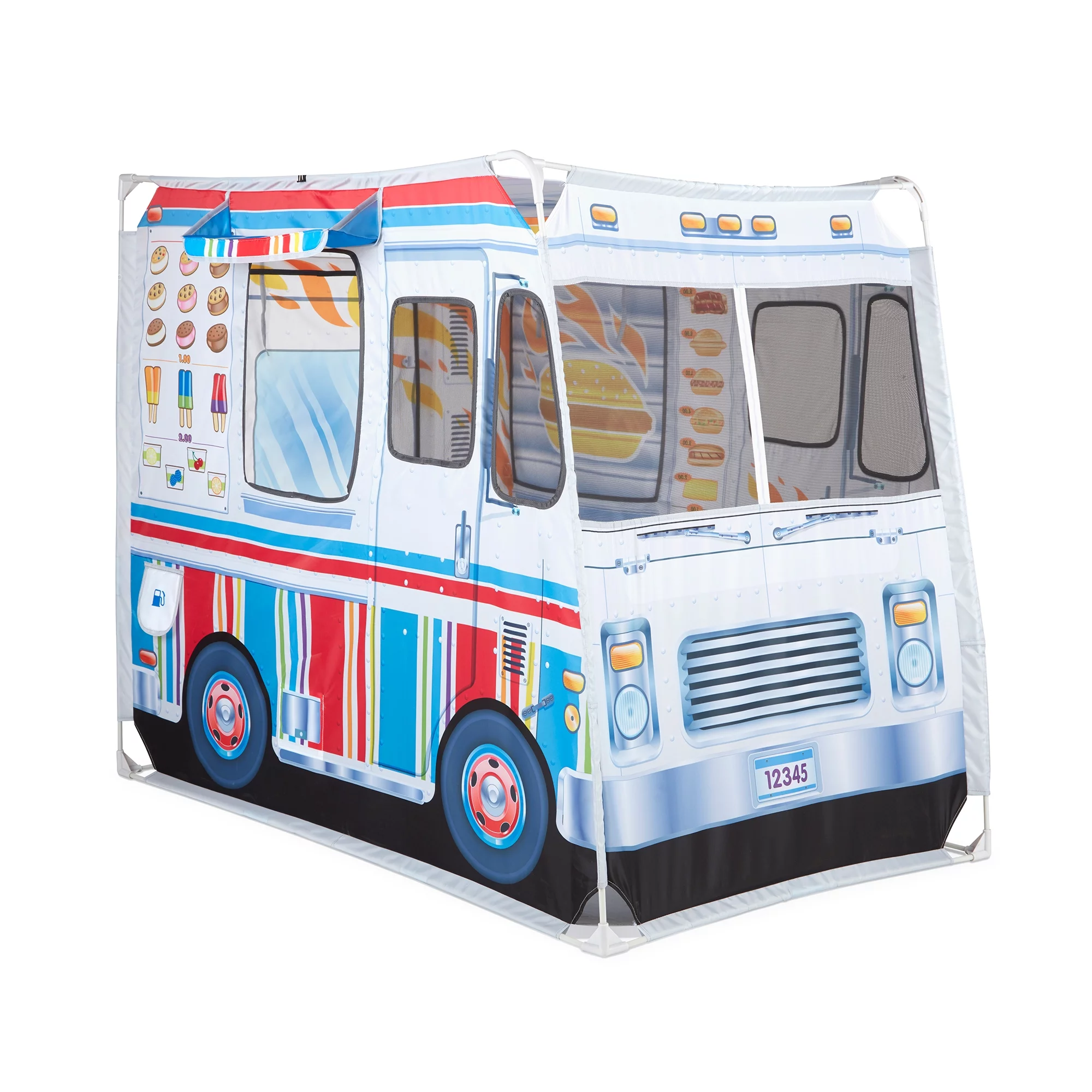 Melissa & Doug Food Truck Fabric Play Tent Playhouse and Storage Tote ?C Ice Cream on 1 Side, BBQ on the Other