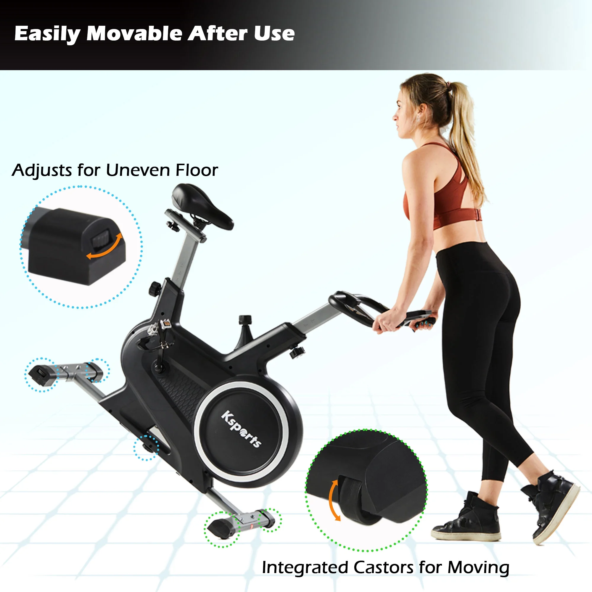 Ksports Wool Felt Resistance Exercise Bike with Ab Workout Function