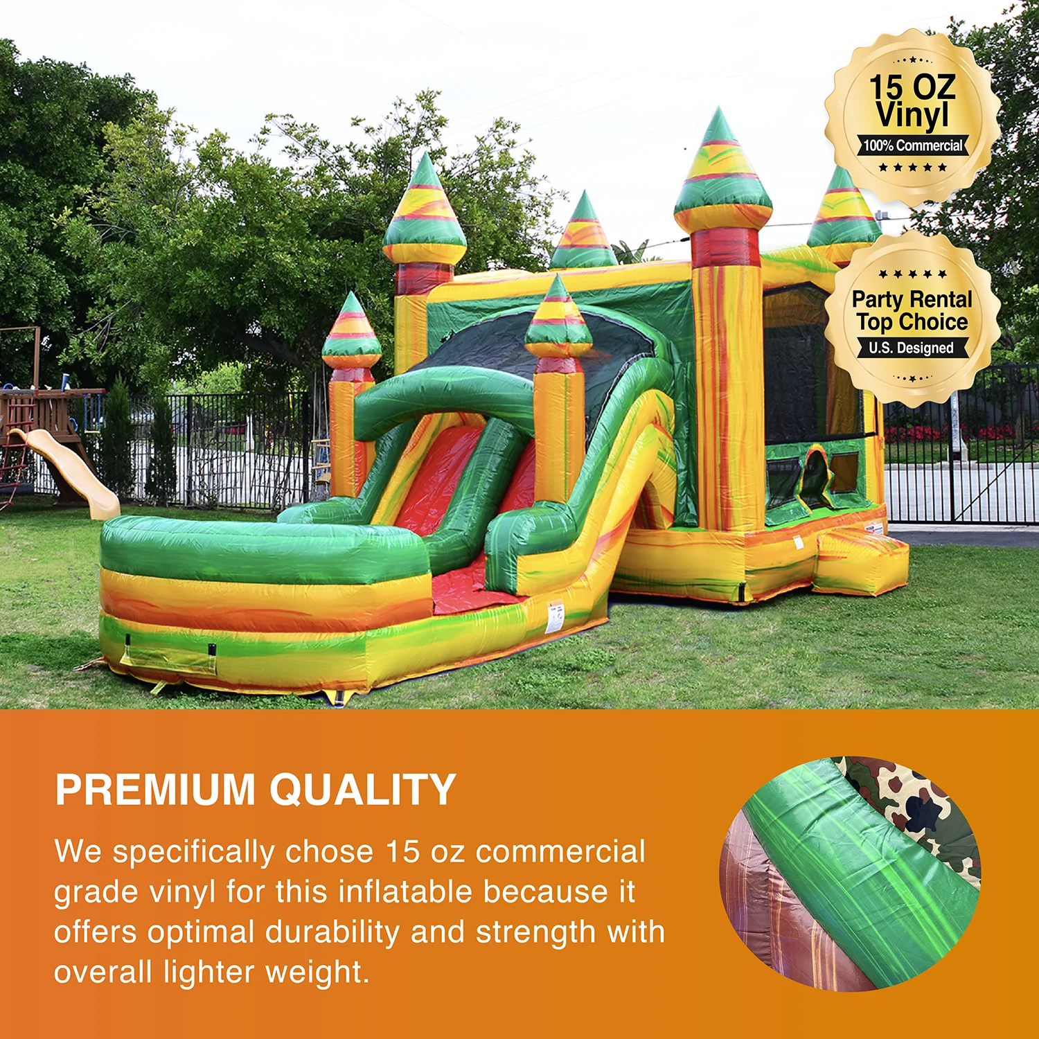 JumpOrange Commercial Grade Bounce House Water Slide with Pool for Kids and Adults (with Blower), Fiesta Theme