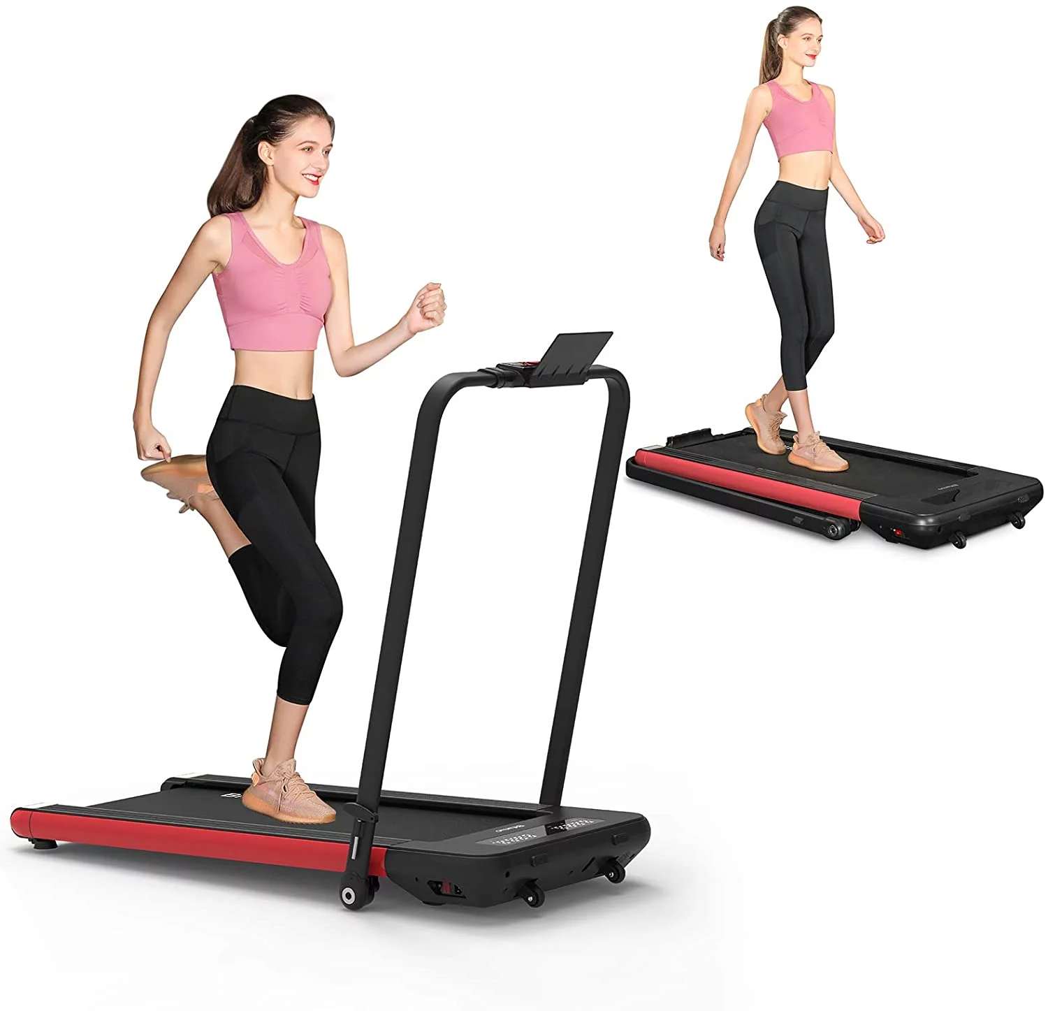 BiFanuo 2 in 1 Folding Treadmill, Smart Walking Running Machine Installation-FreeUnder Desk Treadmill for Home/Office Gym Cardio FitnessBlack