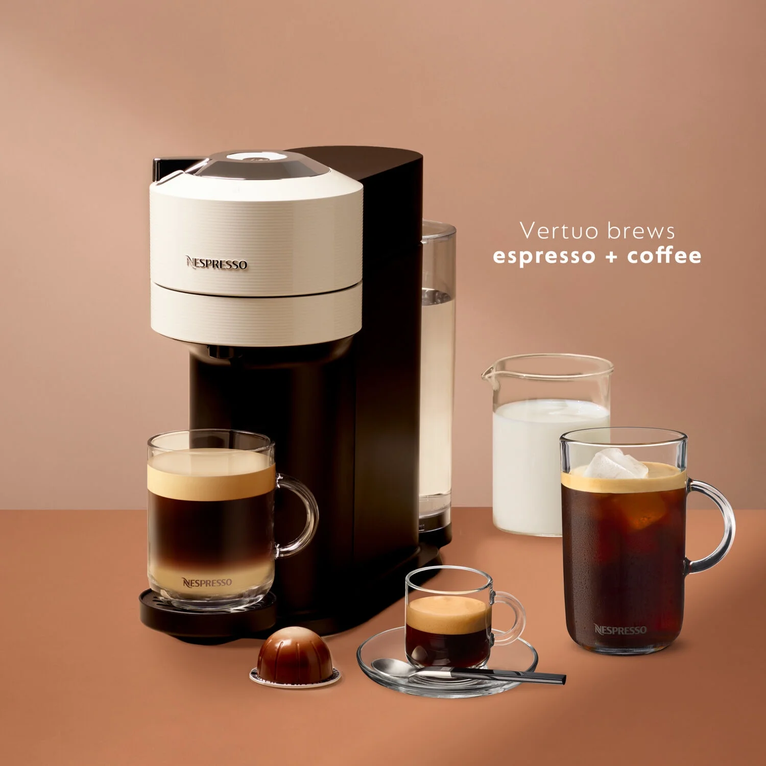 Nespresso ENV120WAE Vertuo Next Coffee and Espresso Maker, Machine + Aeroccino, White