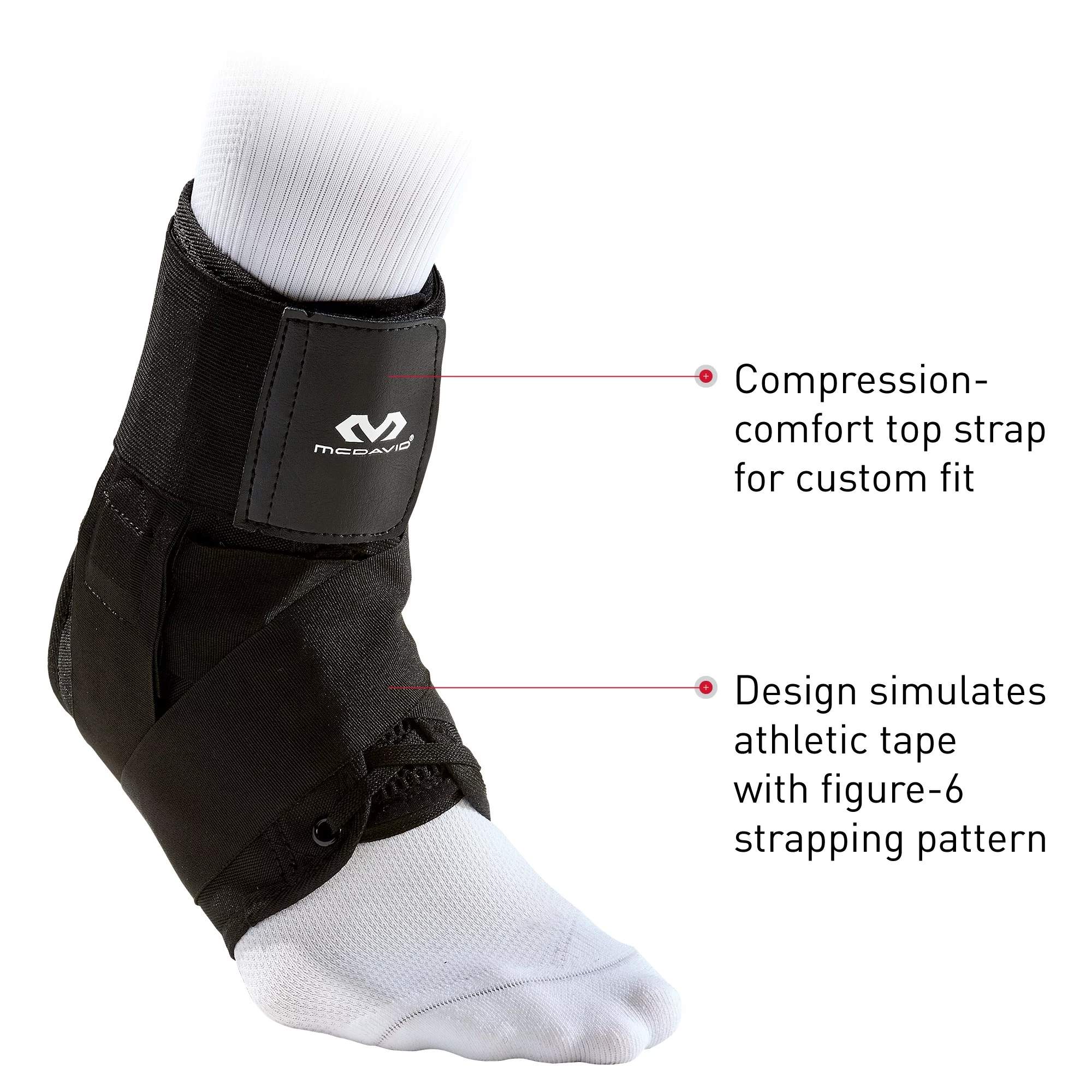 McDavid Sport Ankle Brace w/ Strap Support, Adult, Small, Black