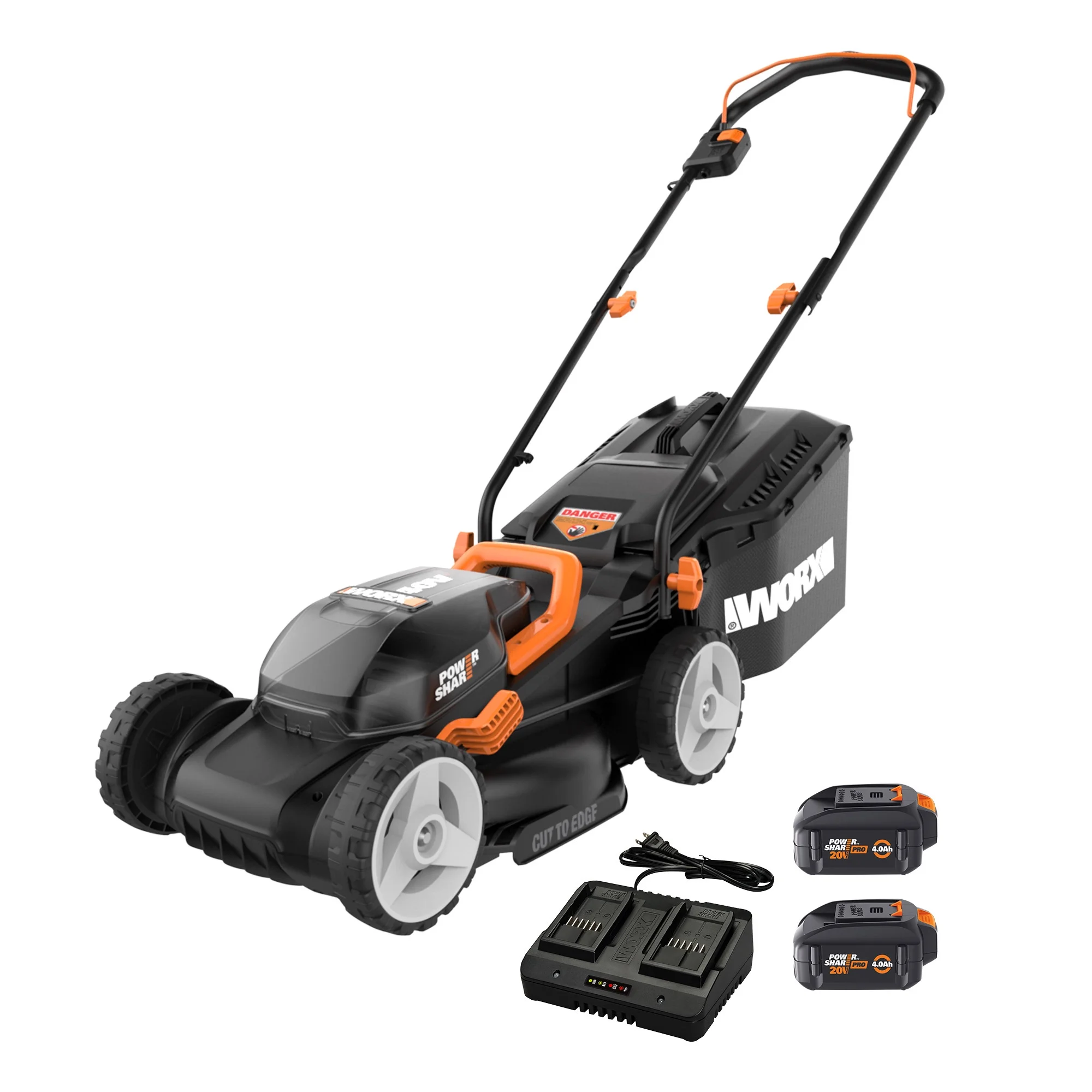 Worx WG779 40V Power Share 4.0Ah 14″ Cordless Lawn Mower (Battery and Charger Included)