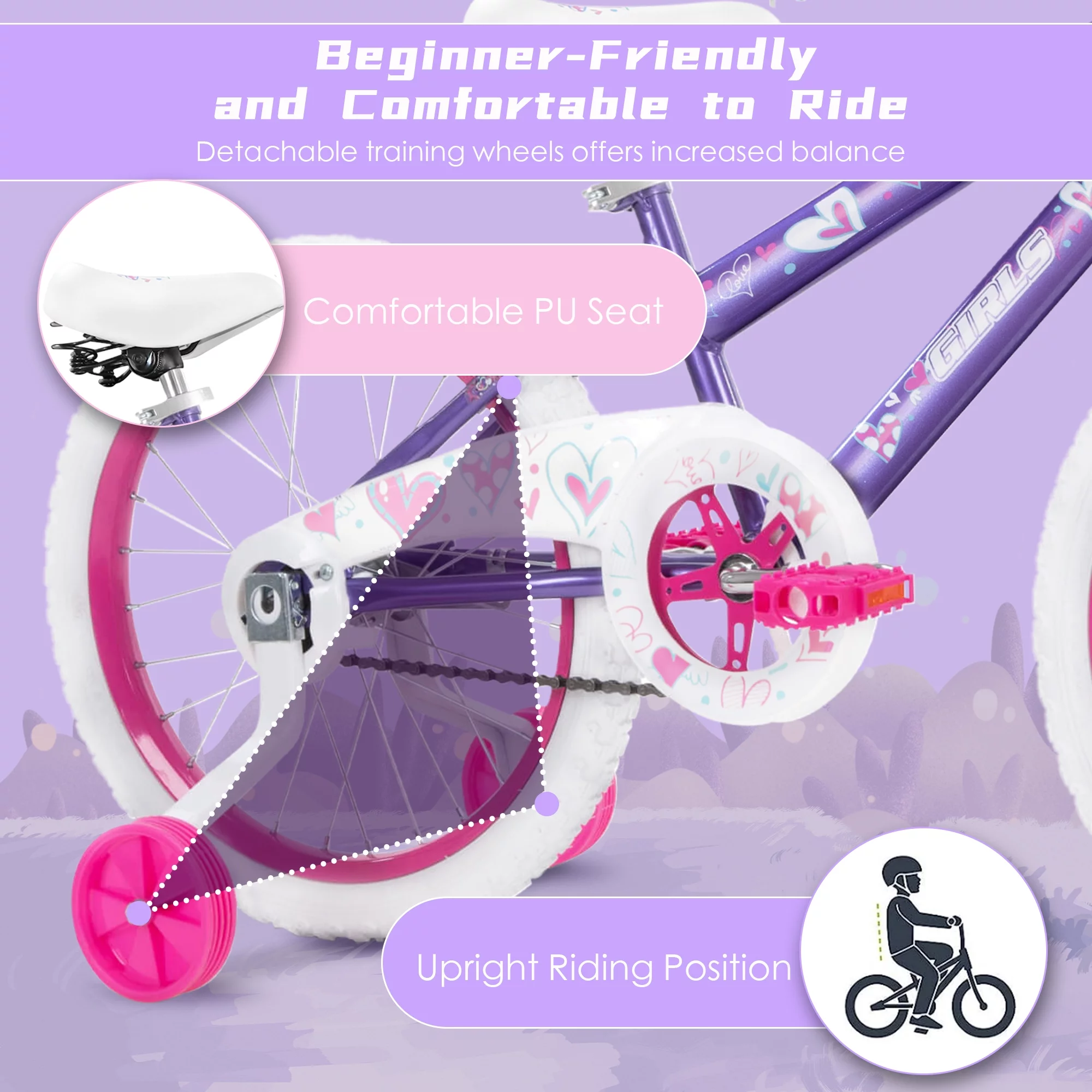 SUGIFT Kids Bike 18 inch Bicycle for Girls Ages 6-12 Years Child