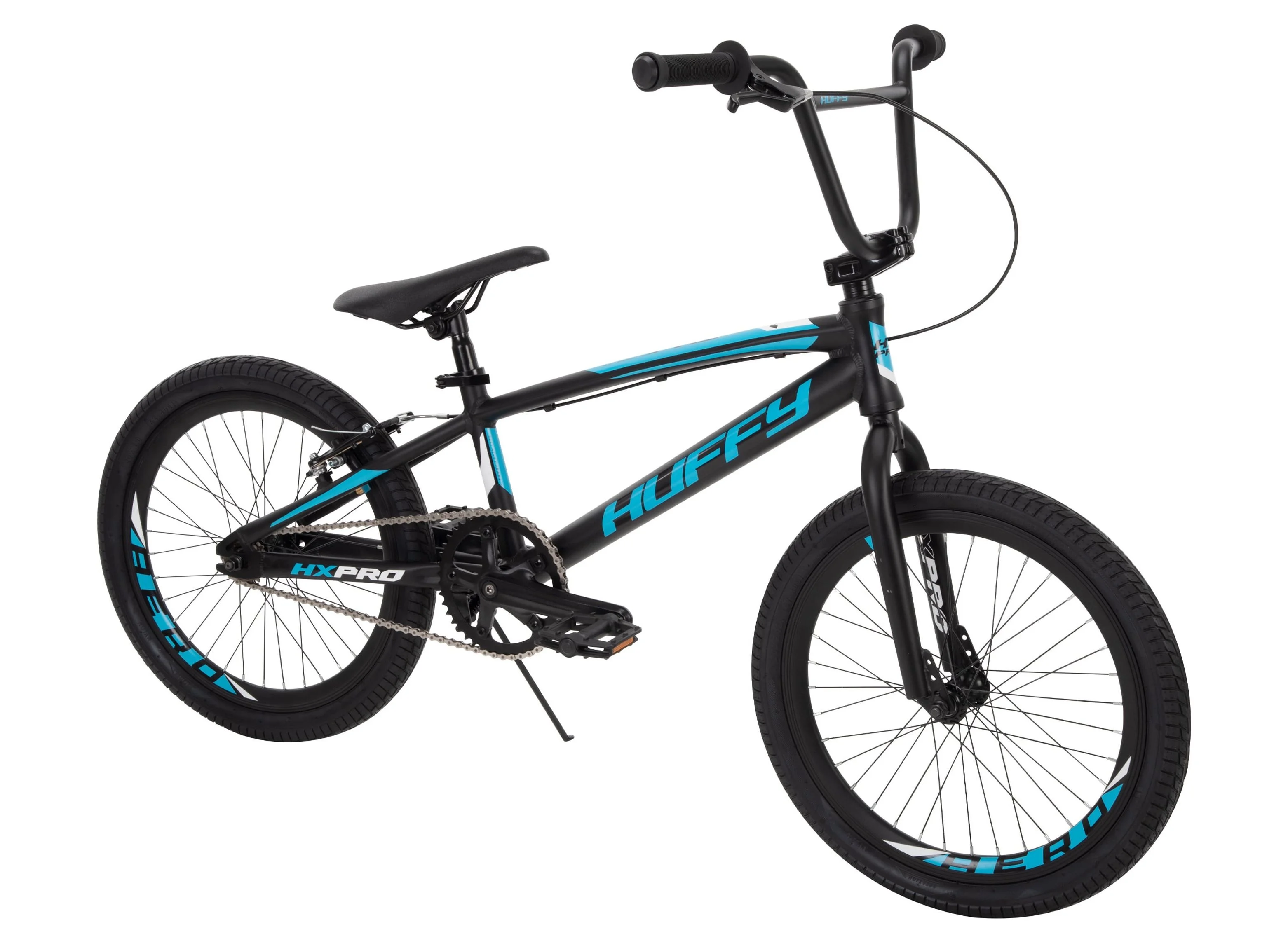 Huffy 20-inch BMX Bikes HX-Pro Bike, Black with Teal, Aluminum Frame, Ages 5+ Years