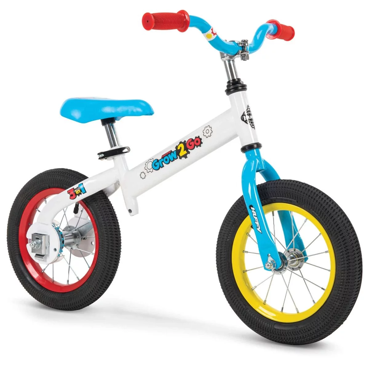 Huffy Grow 2 Go Conversion Balance to Pedal Bike (Red, Blue, and Yellow) – 22321