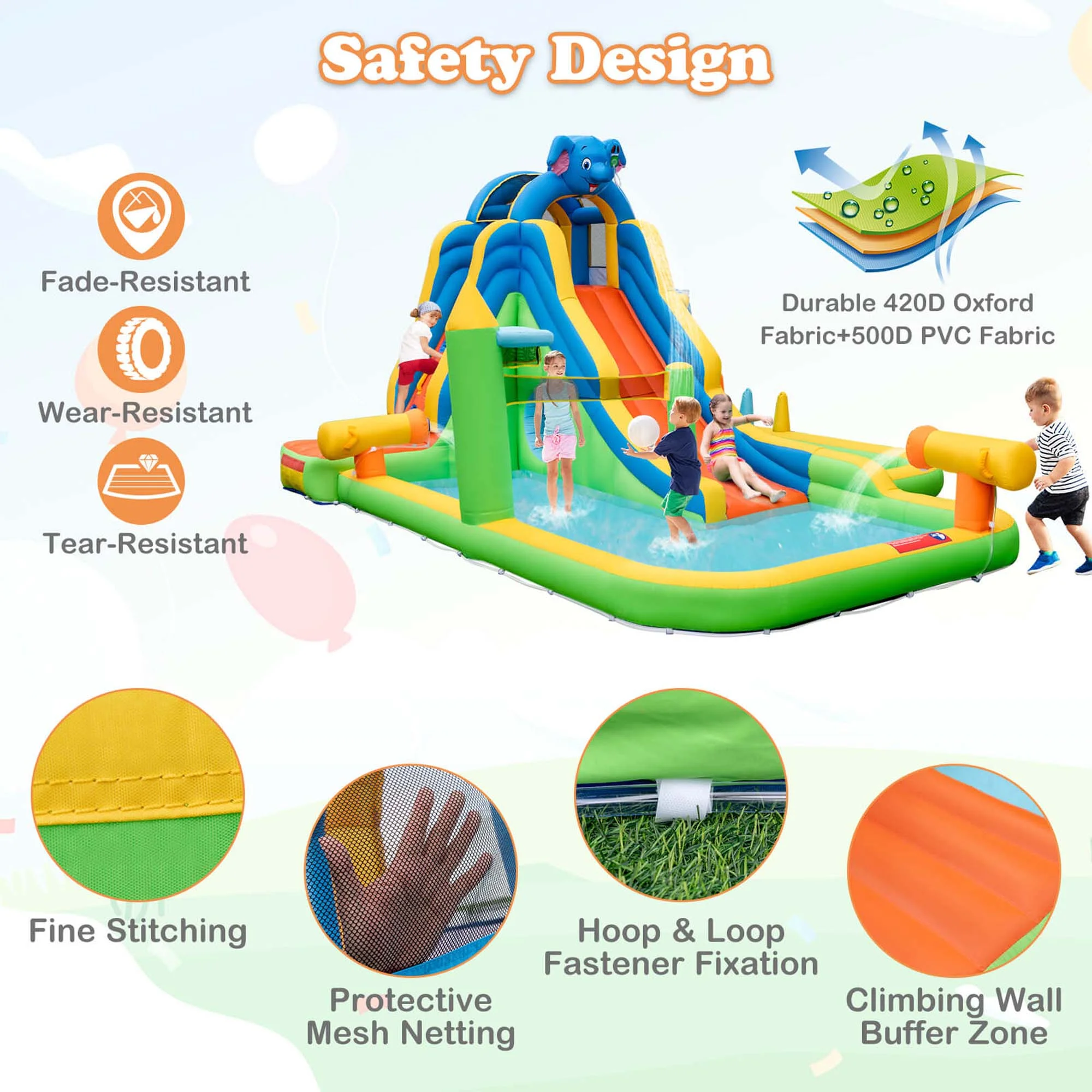 Costway Inflatable Water Slide Giant Water Park for Kids Backyard Fun without Blower