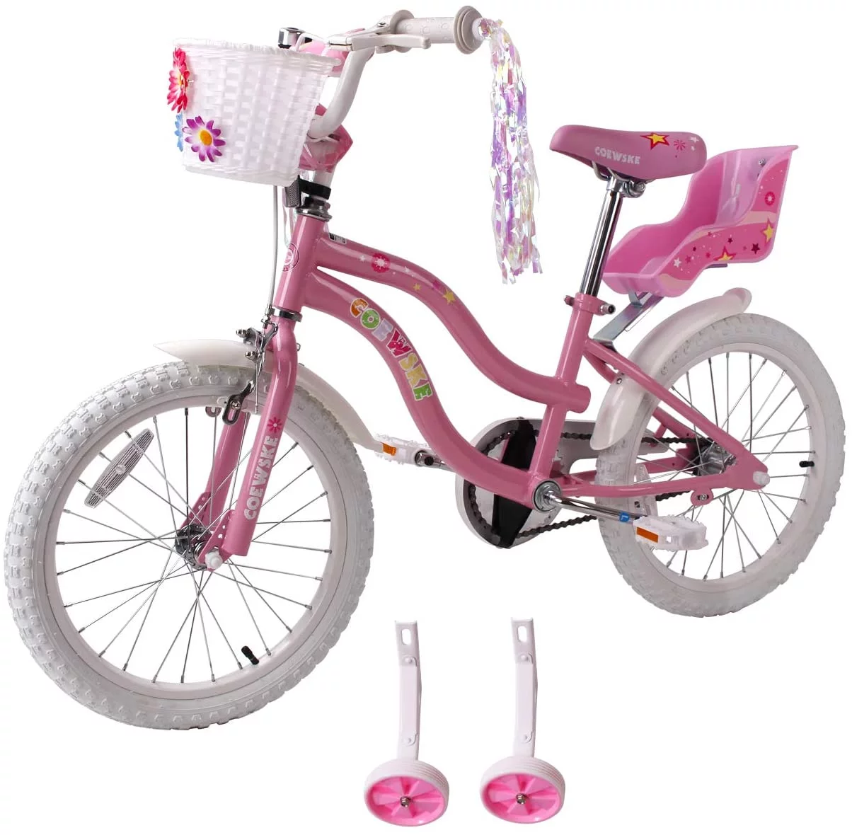 Coewske 14 inch Kids Bicycle Princess Style Children Boys Girls Bike with Training Wheels, Pink