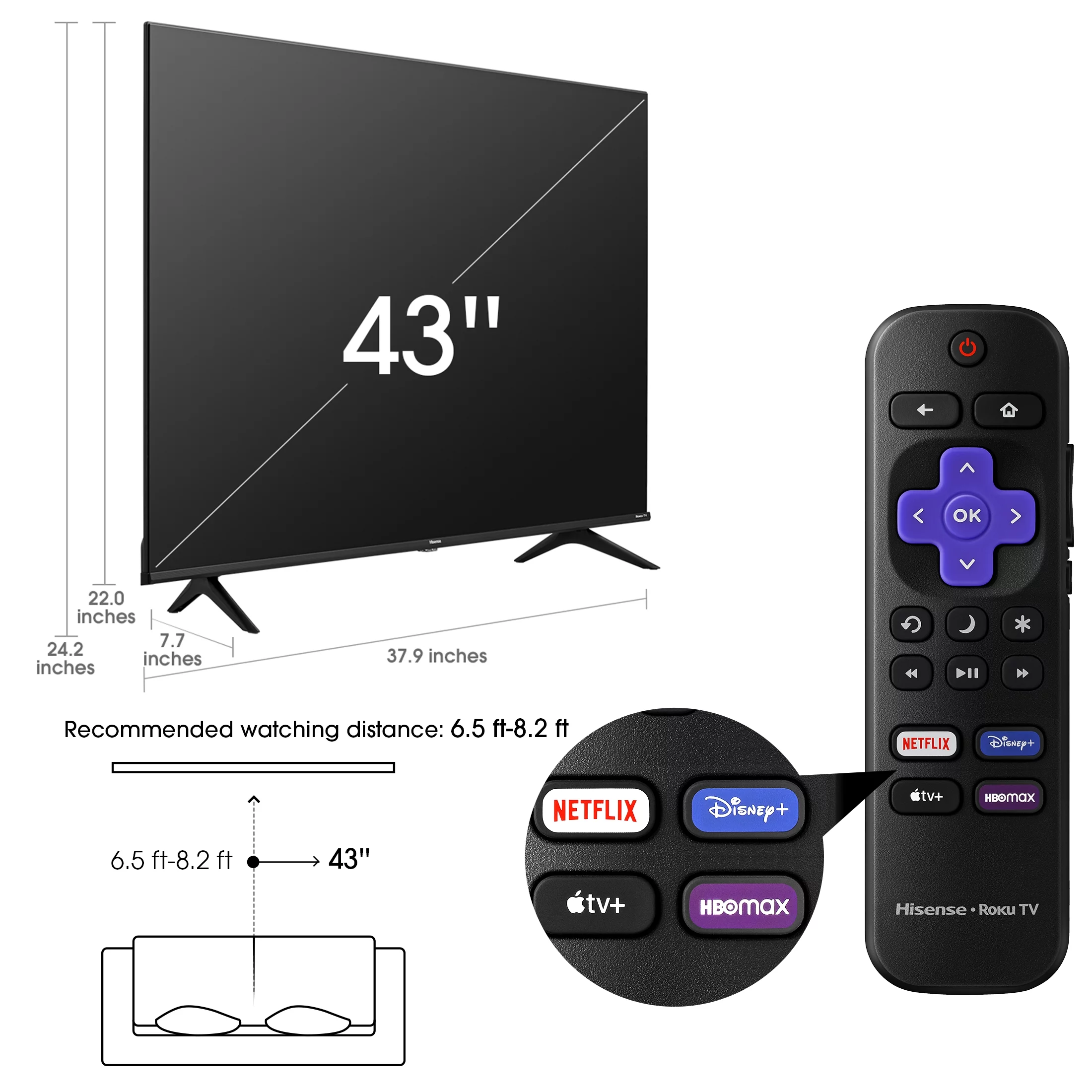 Hisense 43″ Class 4K UHD LED LCD Smart Roku TV HDR R6 Series 43R6E3