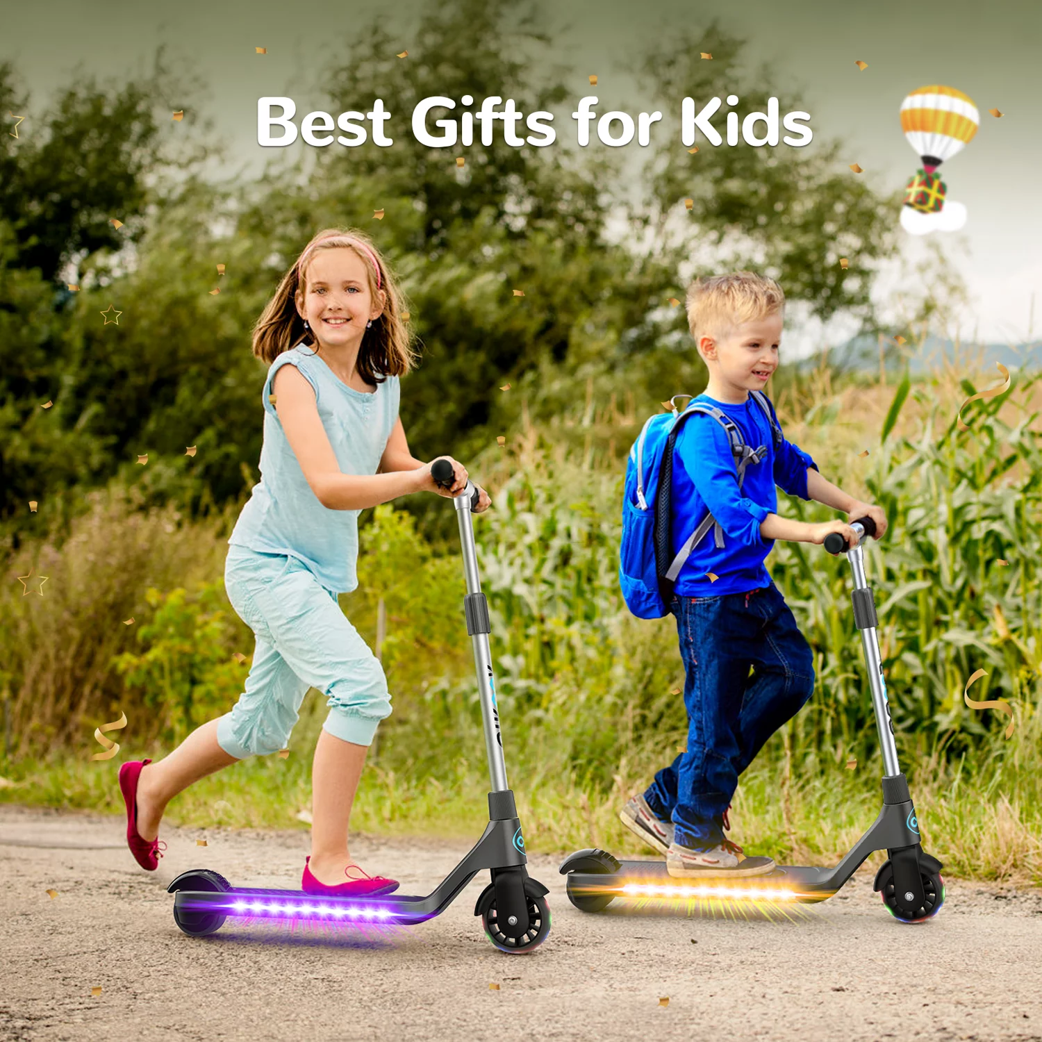 H30 Electric Scooter for Kids Age 6-12, up to 6.2 Mph, up to 110 lbs, Adjustable Handlebar