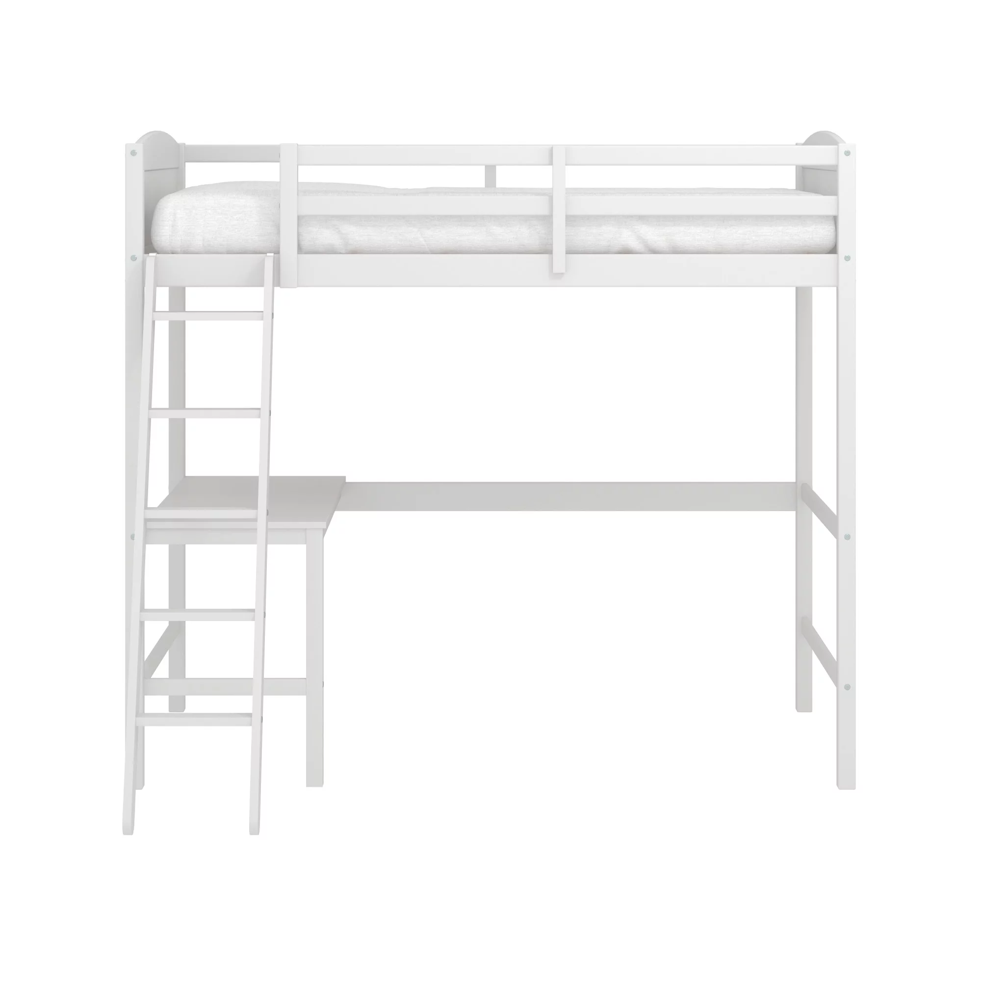 Living Essentials by Hillsdale Alexis Wood Arch Twin Loft Bed with Desk, White