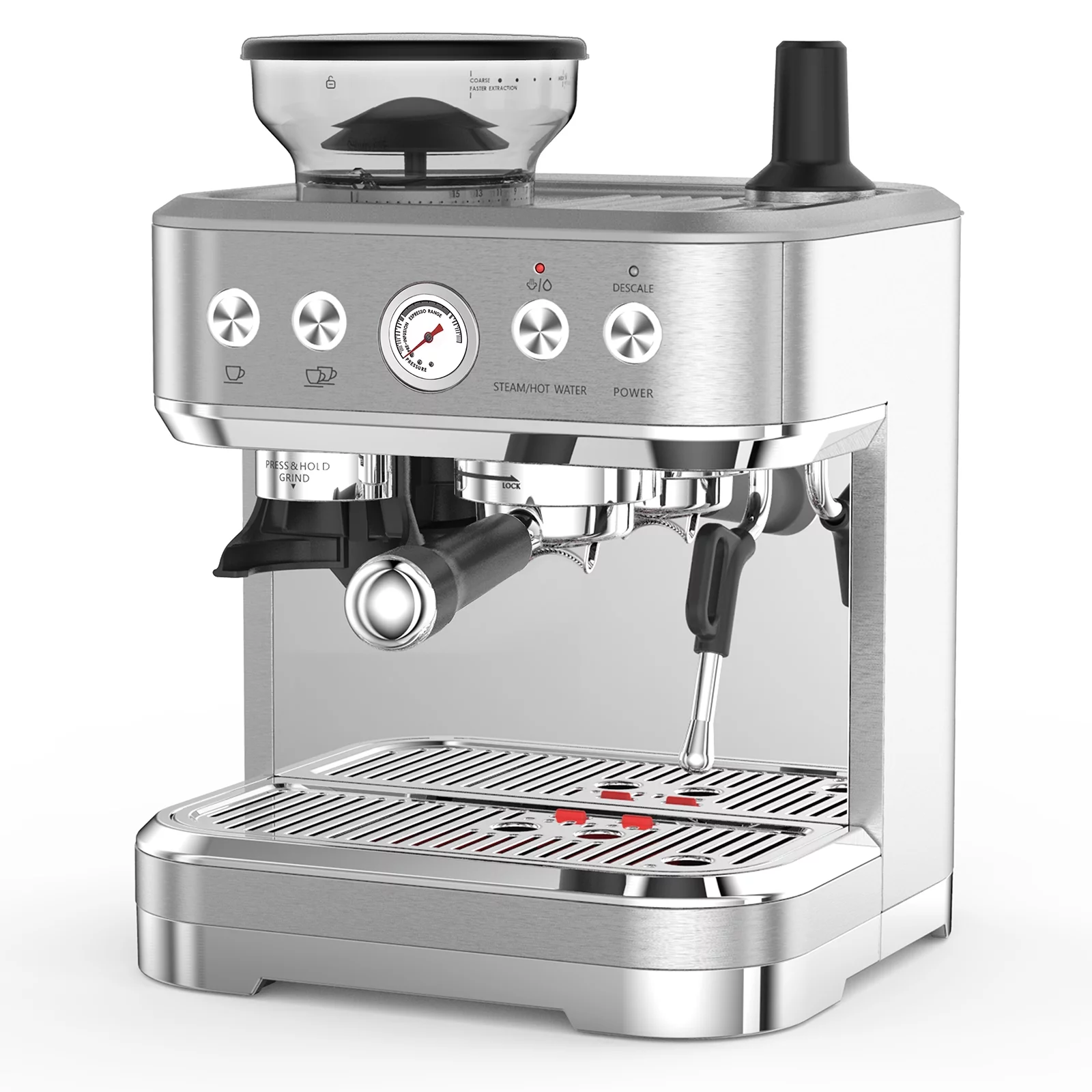 Emorefun 15 Bar Espresso Machine with Grinder & Milk Steamer, Automatic Cappuccino Latte Coffee Maker, 2.5L Water Tank