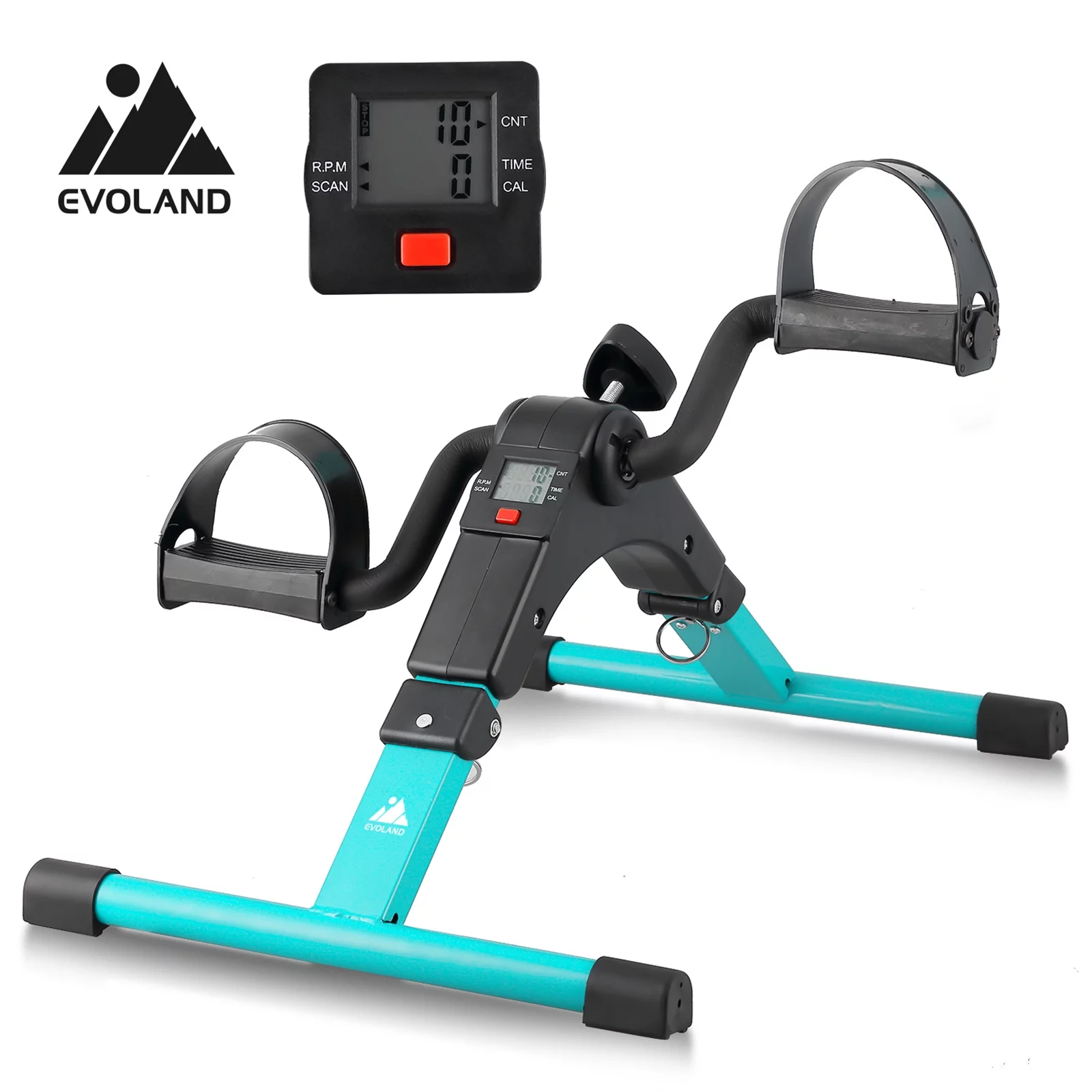 EVOLAND Pedal Exerciser, Fitness Folding Exerciser Peddler for Arm & Leg Workout,Under Desk Bike with LCD Display