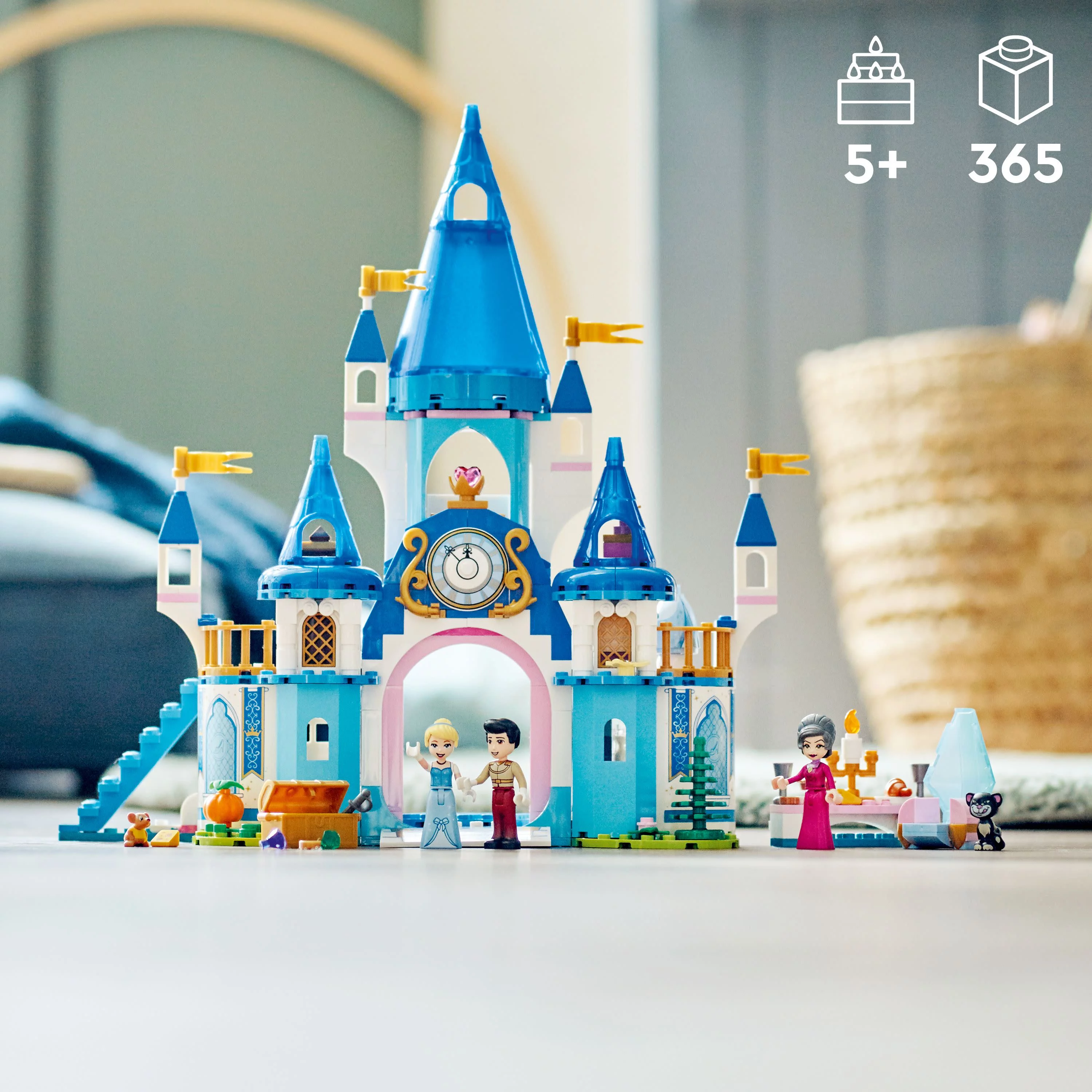 LEGO Disney Princess Cinderella and Prince Charming’s Castle 43206 Doll House, Buildable Toy with 3 Mini Dolls, plus Gus Gus and Lucifer Figures