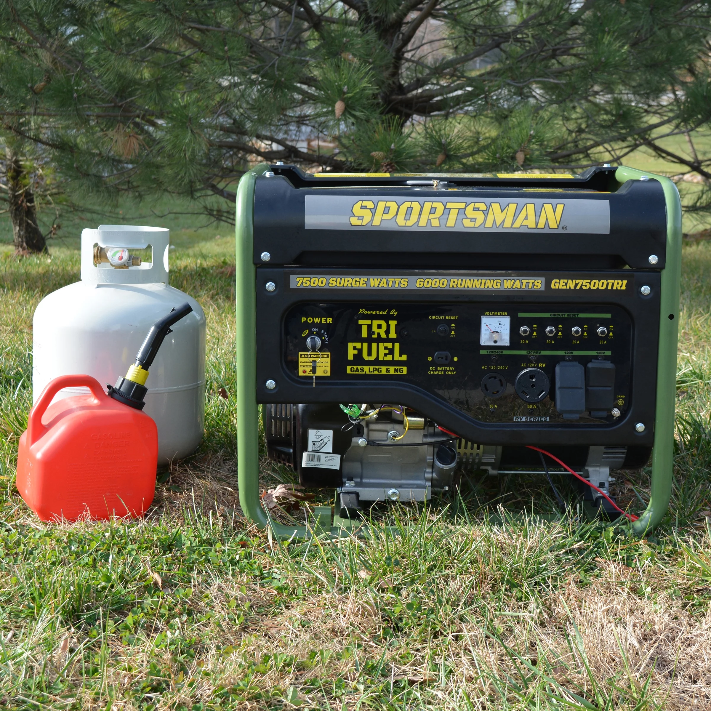 Sportsman 7500 Watts Portable Tri-Fuel Generator with CO Warning and Shut-off