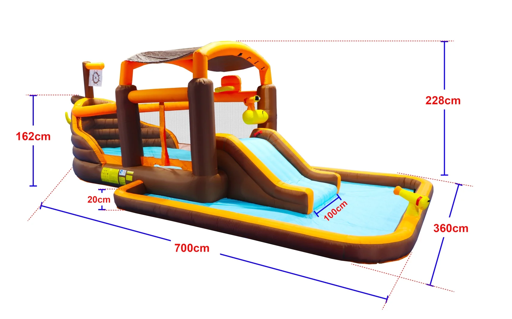 Inflatable Bounce Cruise Ship Slide Water Park with Big Play Pool,Blower and Water Slide,Trampoline Big Bouncing House Playground Slide Water Park Bouncer with Cruise Ship Design Splash Pool