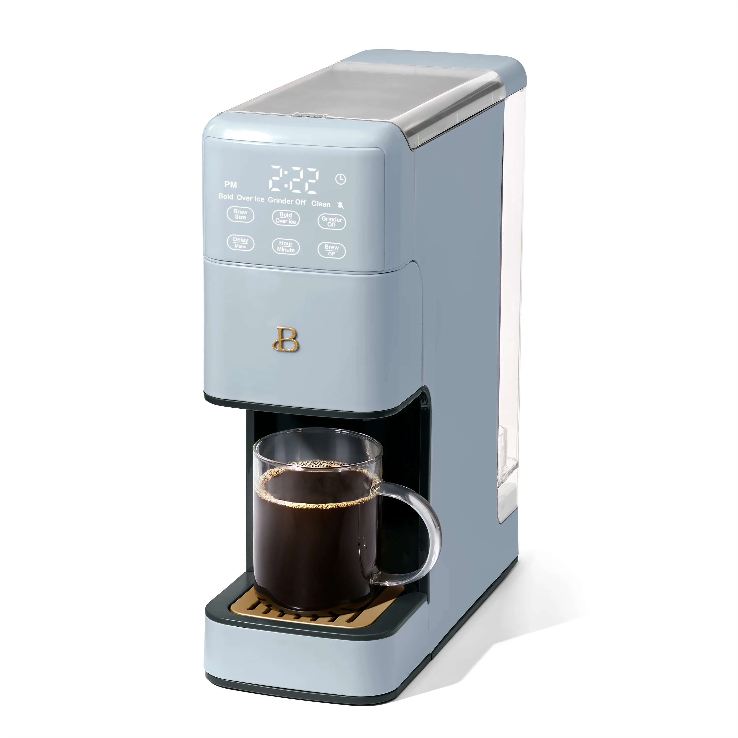 Beautiful Perfect Grind Programmable Single Serve Coffee Maker, White Icing by Drew Barrymore