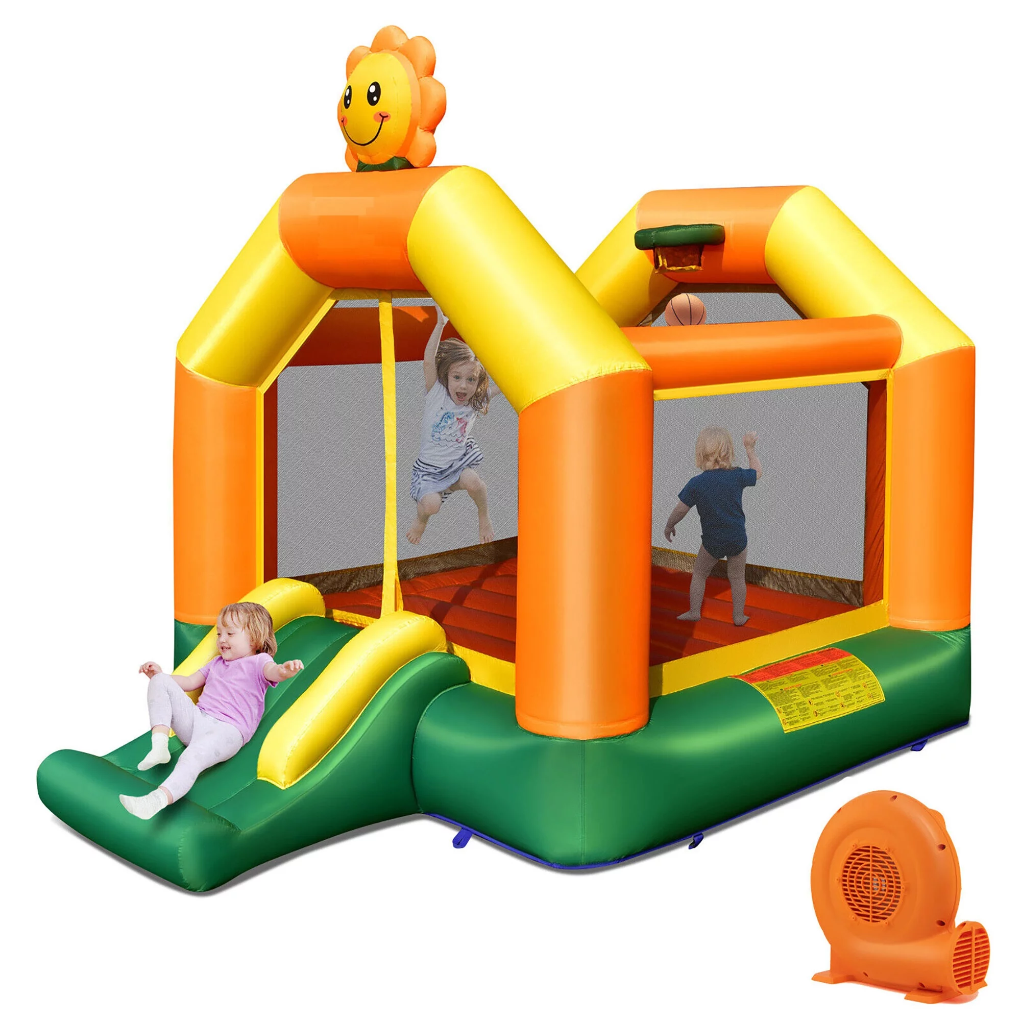 Gymax Inflatable Bounce Castle Jumping House Kids Playhouse w/ Slide & 550W Blower