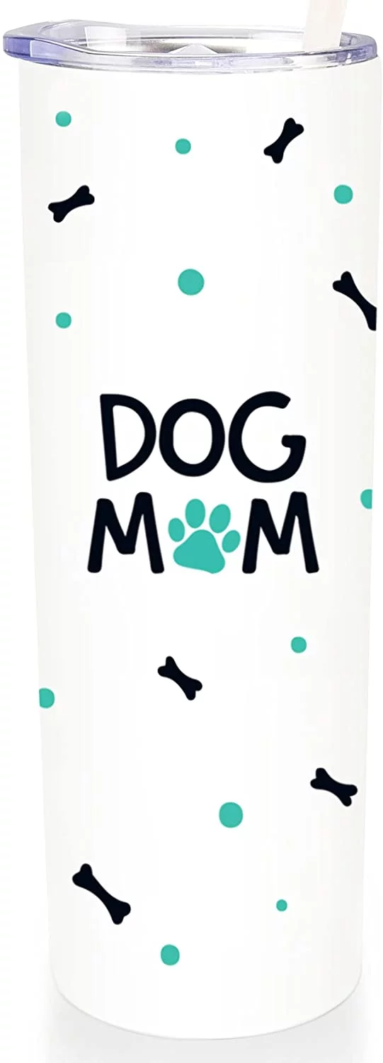 SassyCups Stainless Steel Dog Mom Tumbler, Cup For Dog Lover, White, Mint, Black, 20 oz