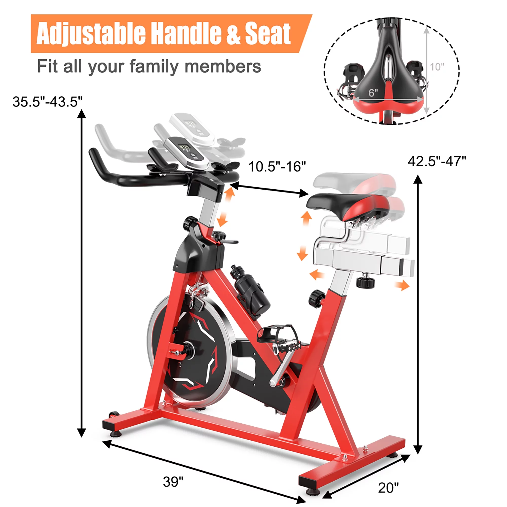 Goplus Stationary Indoor Fitness Cycling Bik w/ LCD Monitor Red