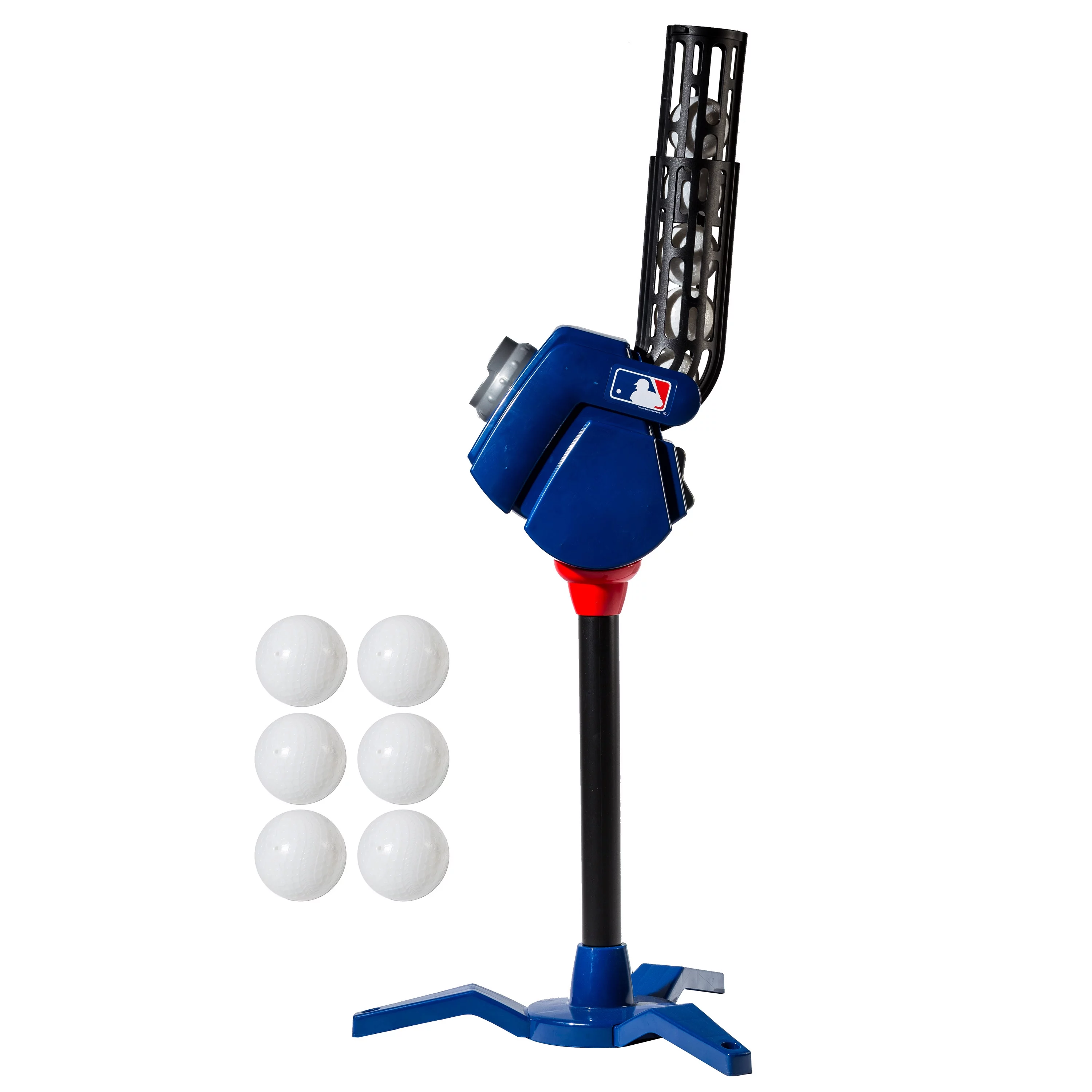 Franklin Sports Kids Baseball Pitching Machine – MLB 4-in-1 – Blue/Black/Red