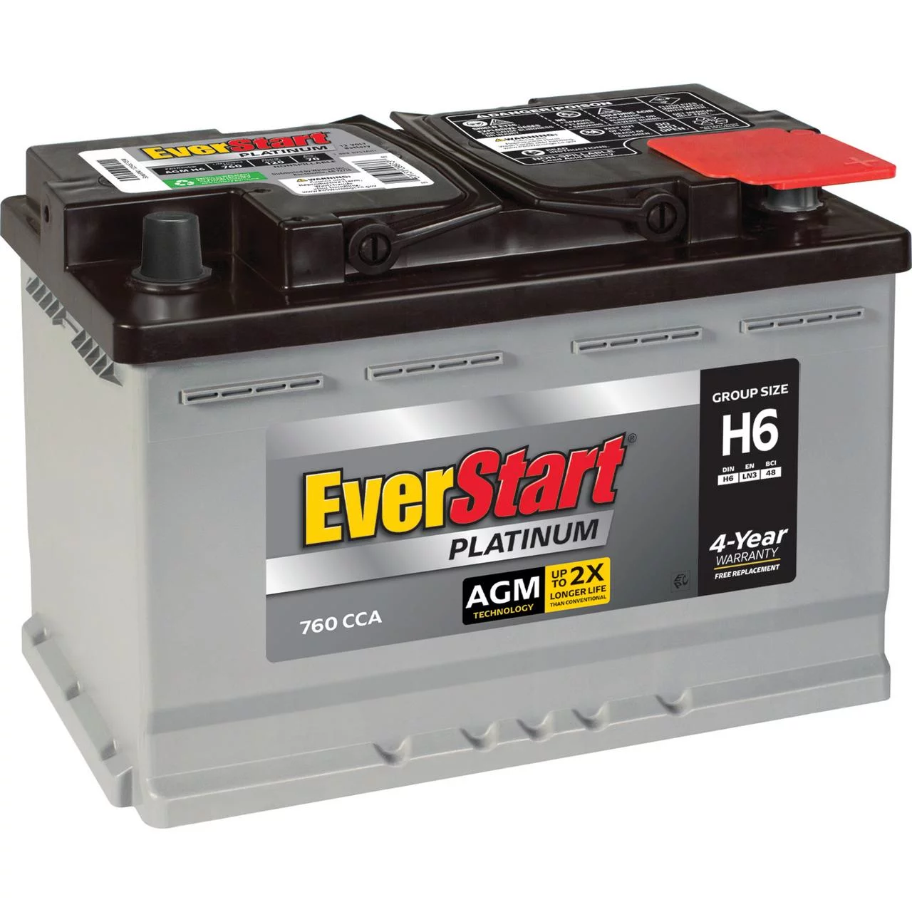 EverStart Platinum BOXED AGM Automotive Battery, Group Size H6 / LN3 / 48 12 Volt, 760 CCA