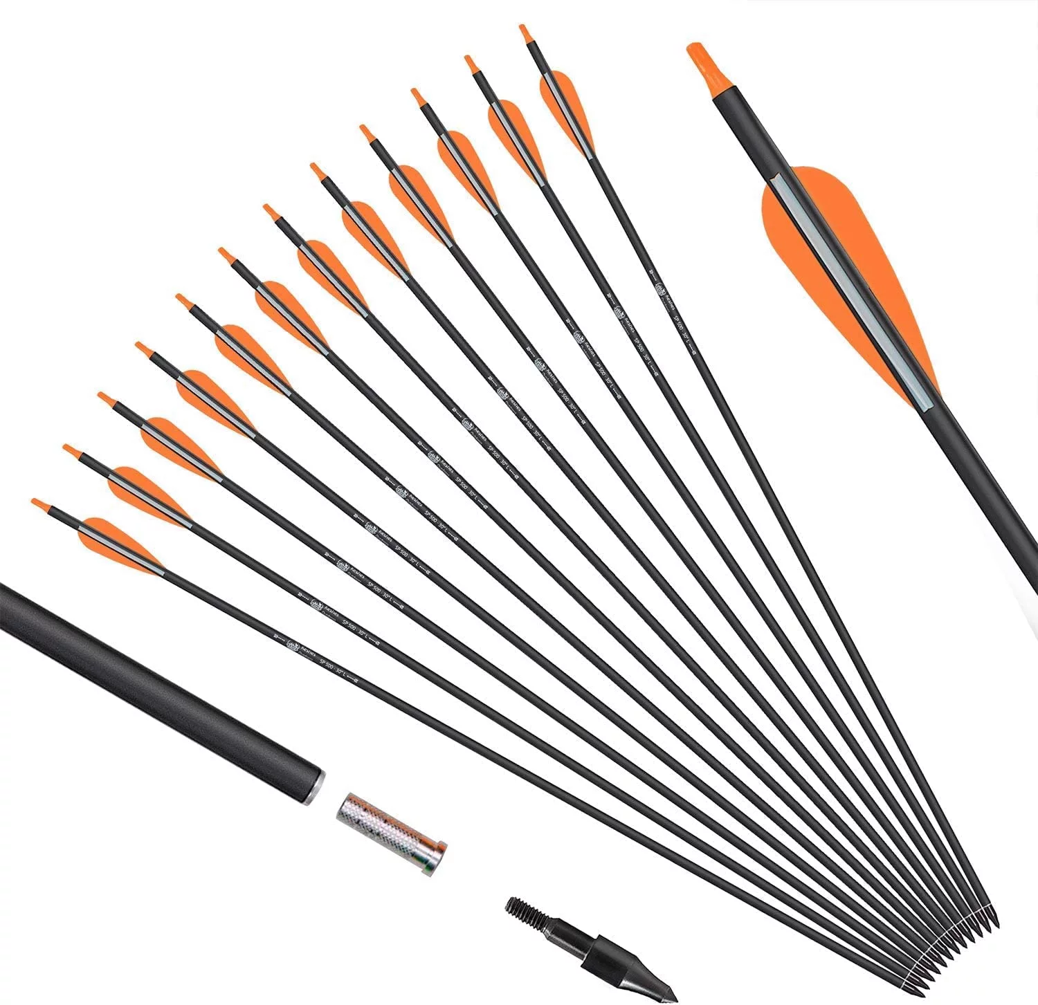 Carbon Arrow 29 inch 12-Pack Hunting Arrows Spine 400 for 30-65lb Bows Archery Compound & Recurve & Traditional Bow, Green