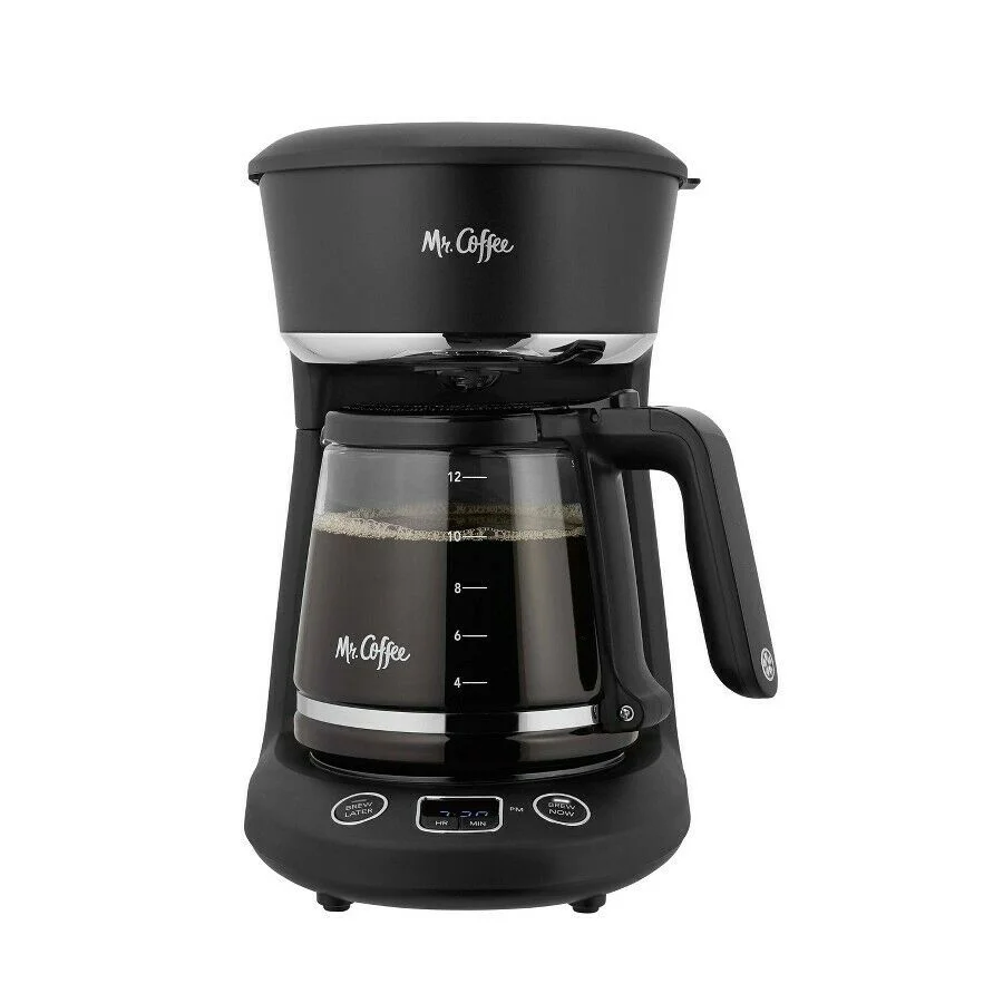 Mr. Coffee 12-Cup Programmable Coffeemaker, Brew Now or Later, Black