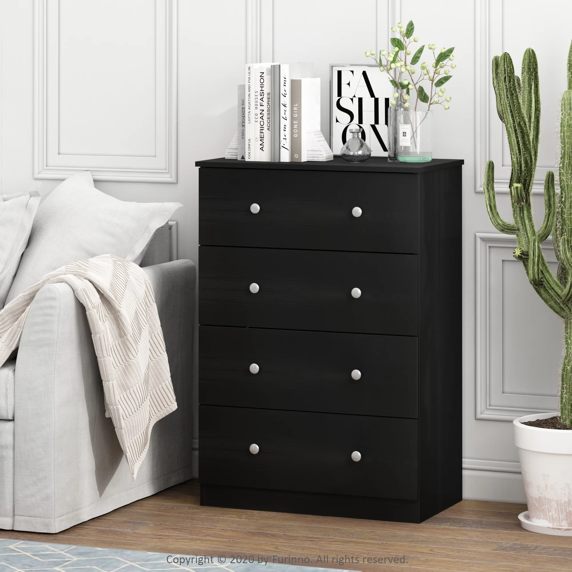 Furinno Tidur Simple Design 4-Drawer Dresser, Solid White