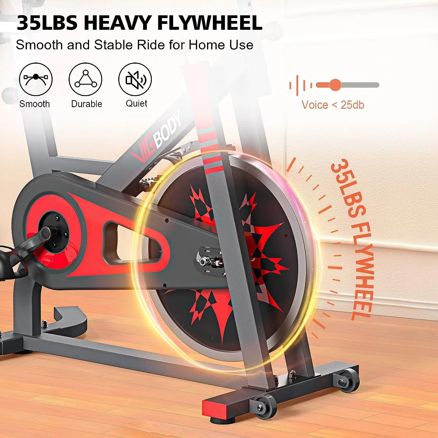 VIGBODY Exercise Bike Stationary Indoor Cycling Bicycle for Home Gym Fitness Cardio Workout 330lbs