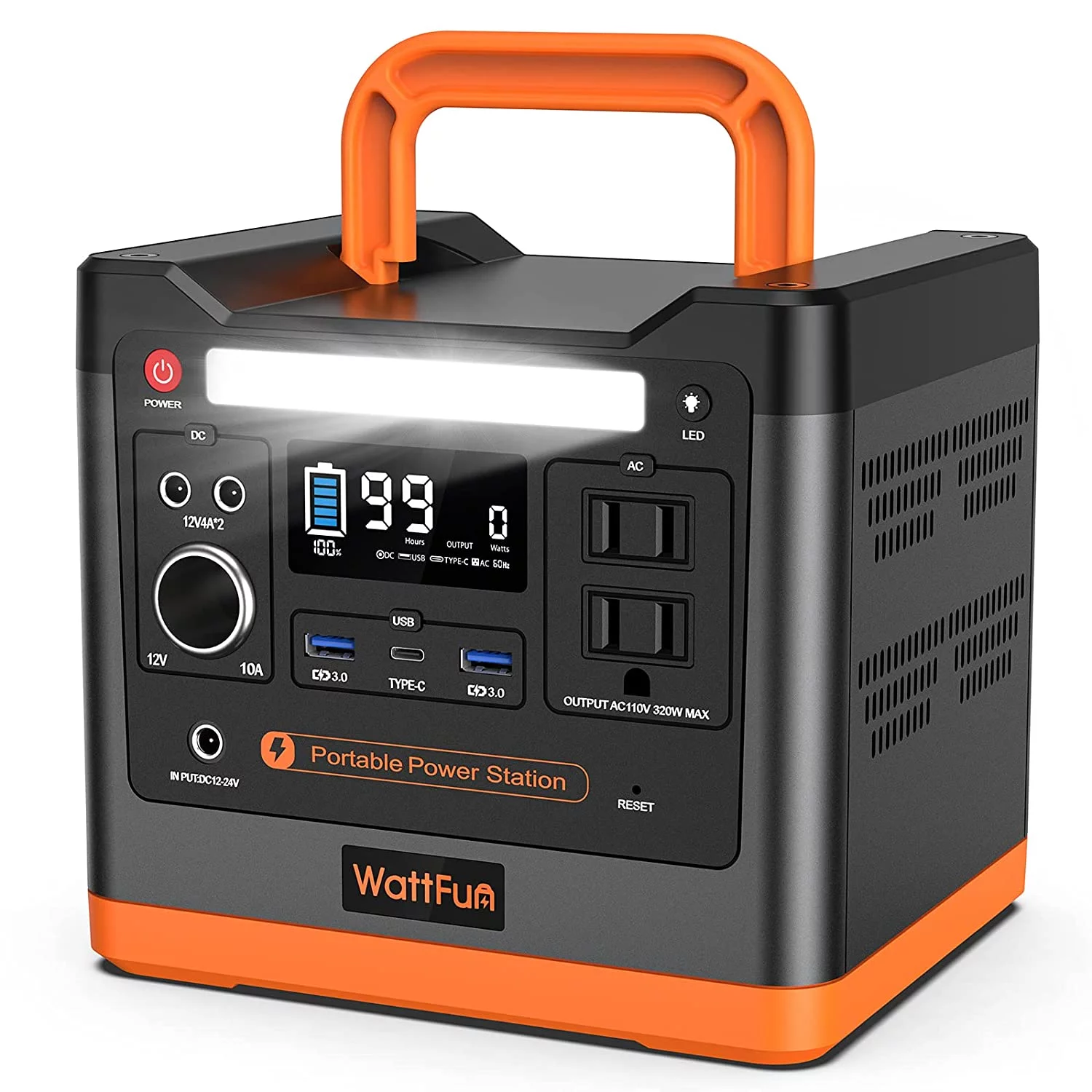 Wattfun Portable Power Station, 96000mAh/298Wh LiFePO4 Solar Generator