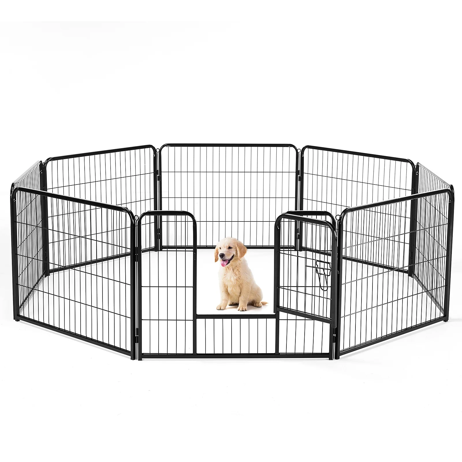 CONCETTA Dog Playpen, 8 Panels 24″ Foldable Heavy Duty Metal Pet Fence with Doors Indoor Outdoor